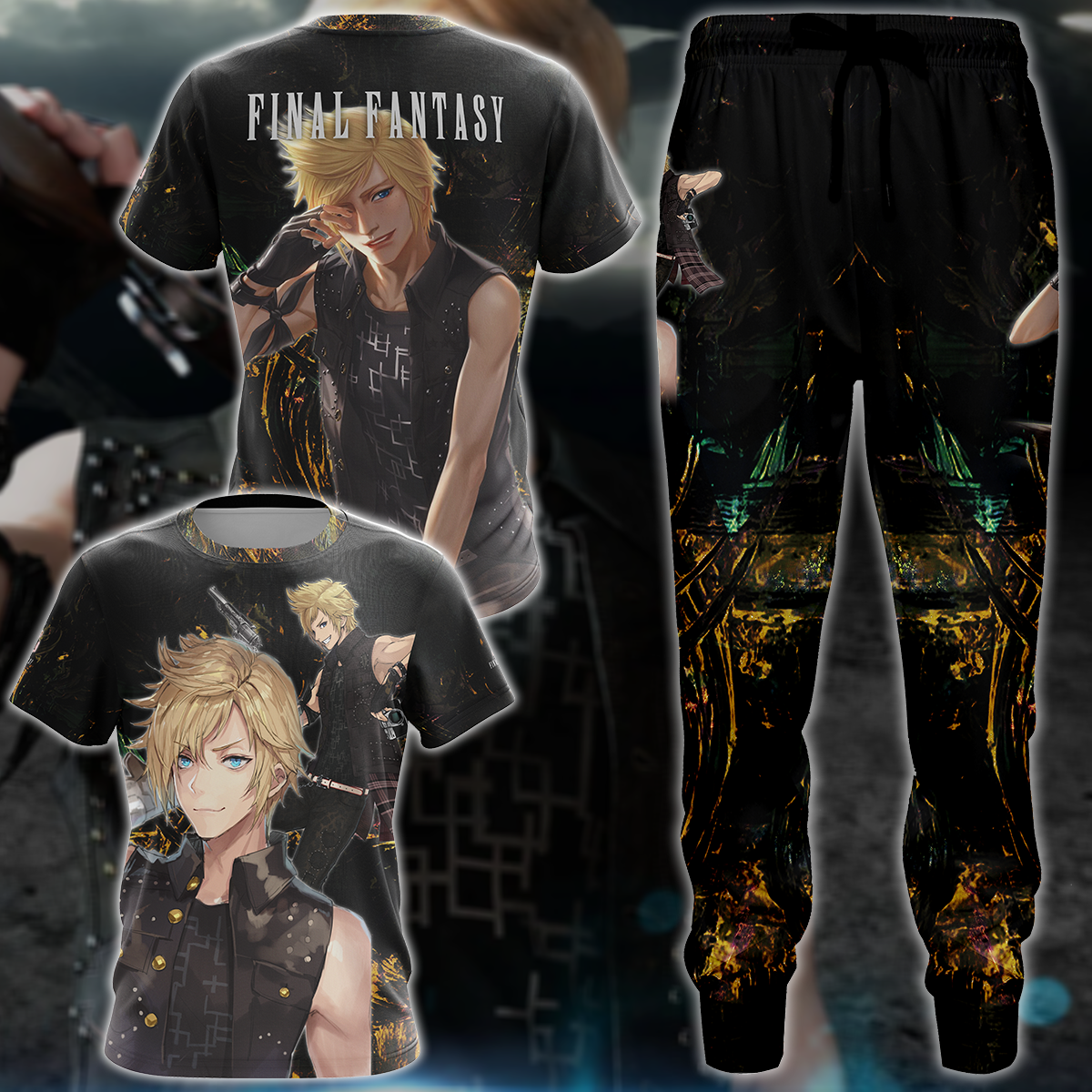 Final Fantasy XV Prompto Argentum Video Game 3D All Over Print T-shirt Tank Top Zip Hoodie Pullover Hoodie Hawaiian Shirt Beach Shorts Jogger