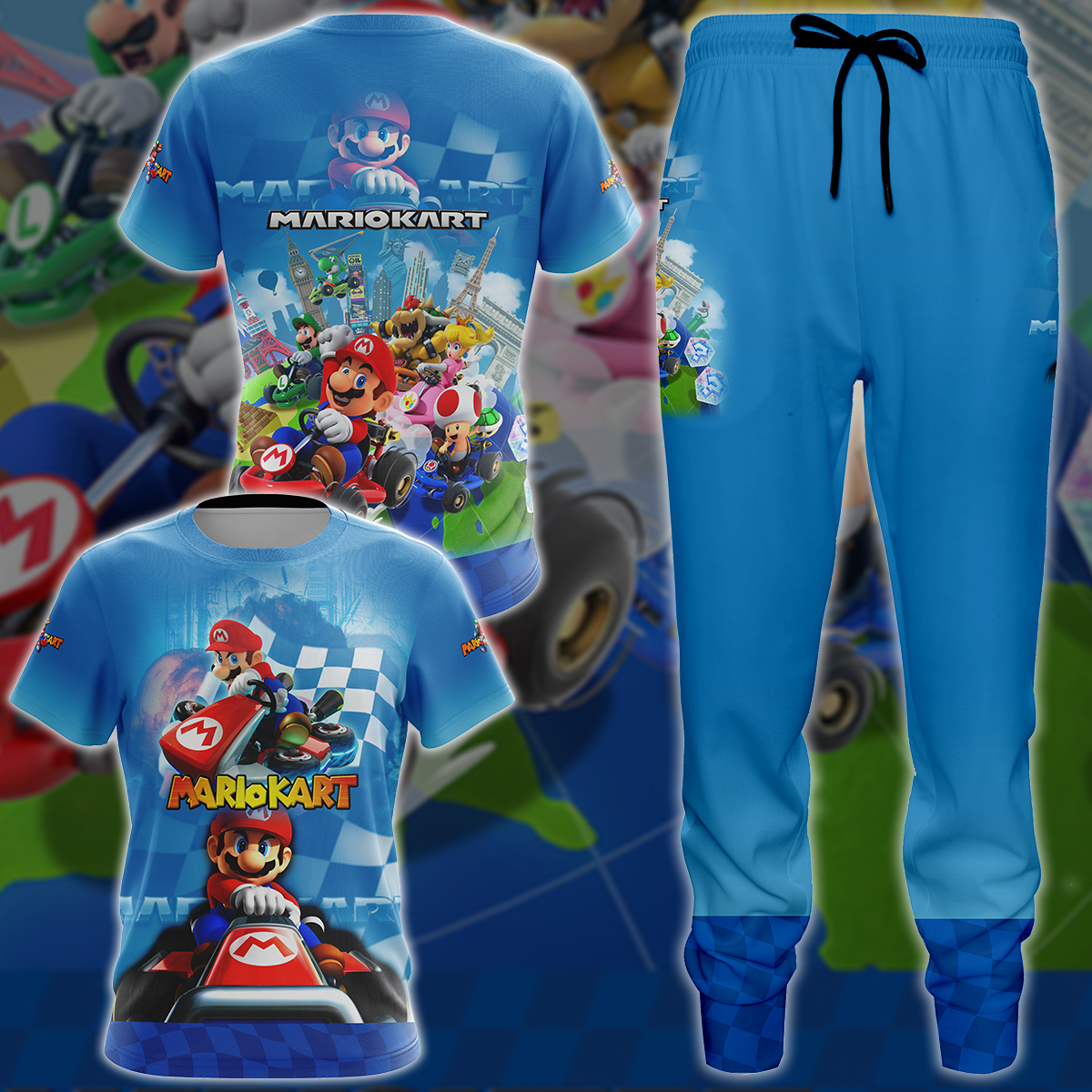 Mario Kart Video Game 3D All Over Printed T-shirt Tank Top Zip Hoodie Pullover Hoodie Hawaiian Shirt Beach Shorts Jogger