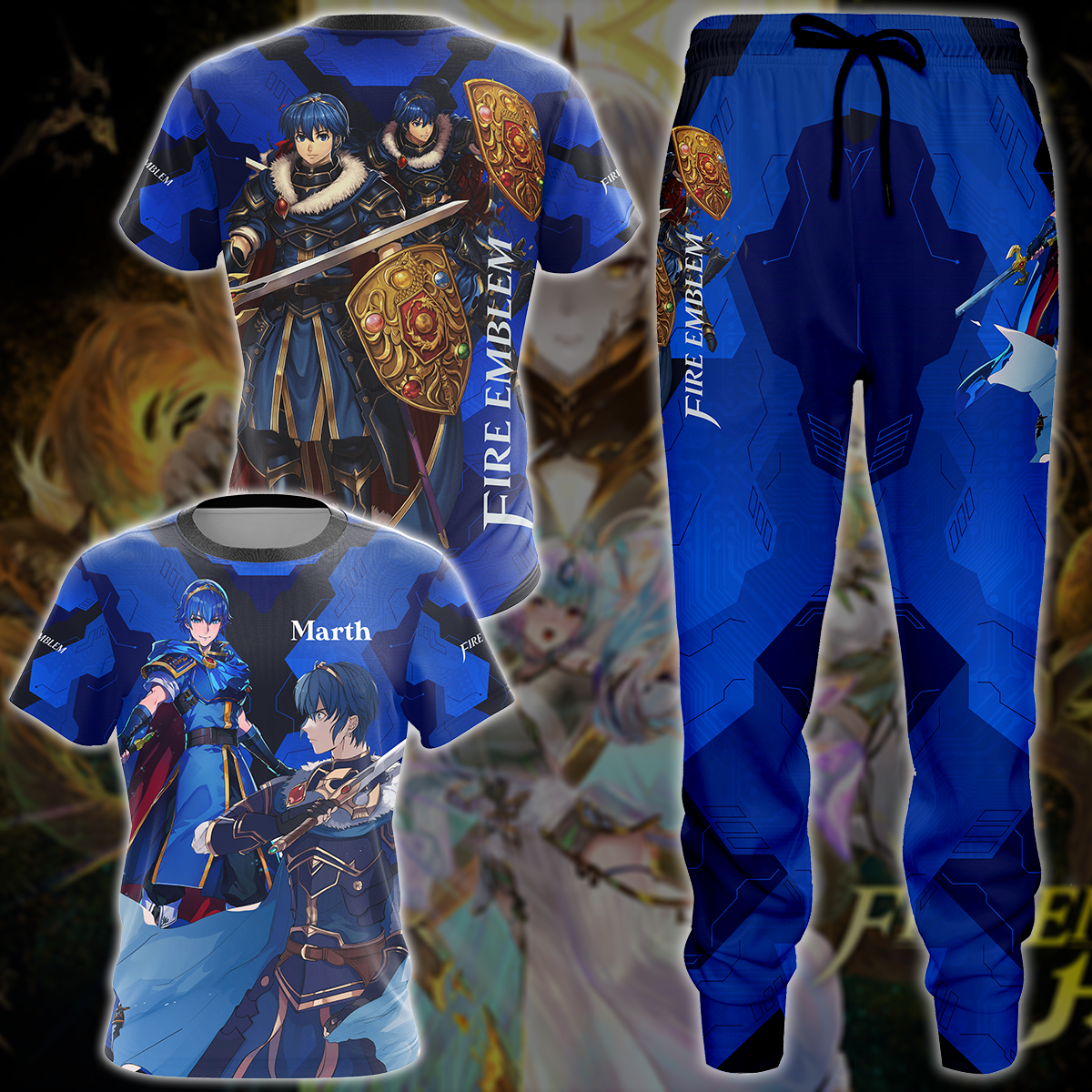 Fire Emblem Marth Video Game 3D All Over Printed T-shirt Tank Top Zip Hoodie Pullover Hoodie Hawaiian Shirt Beach Shorts Jogger