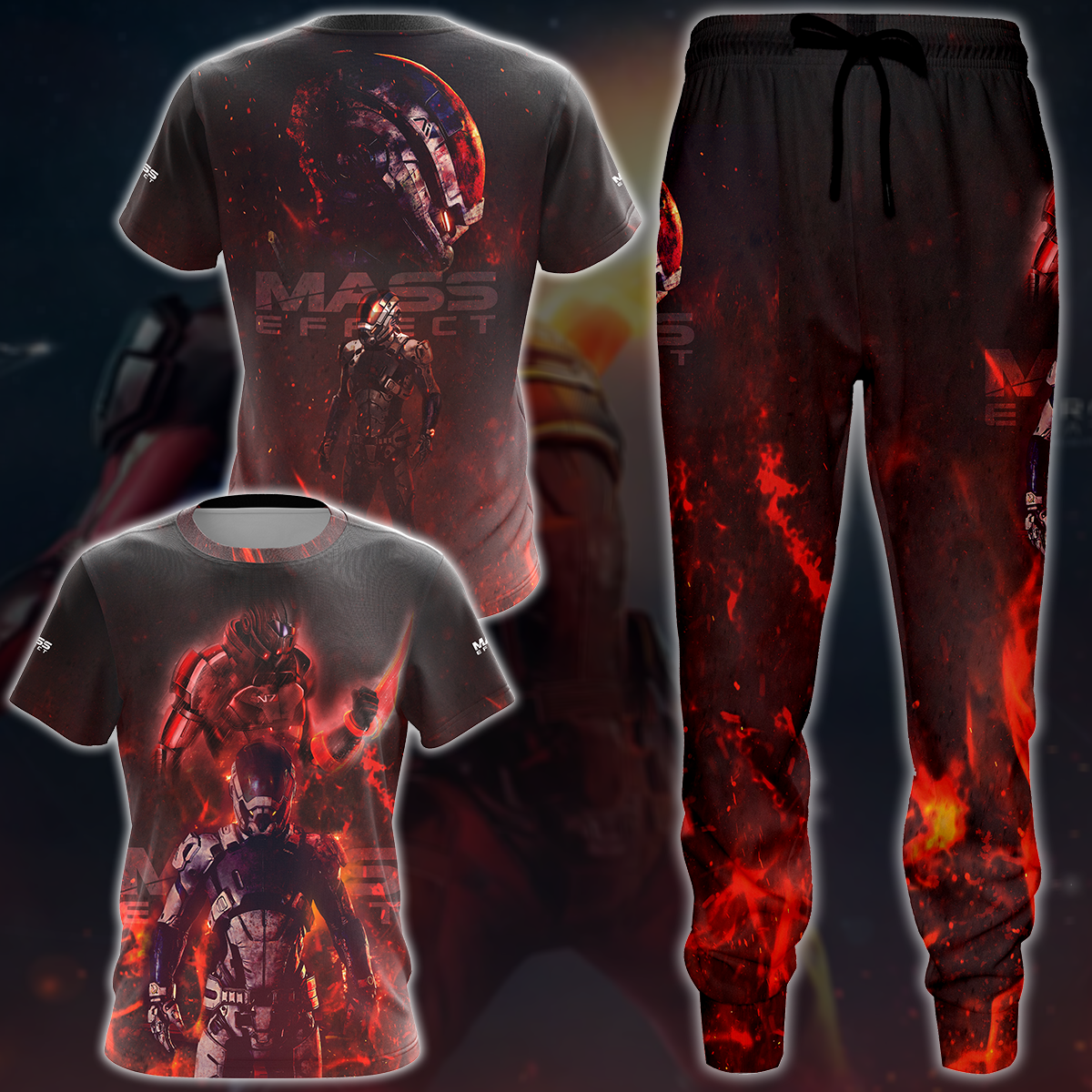 Mass Effect Video Game 3D All Over Print T-shirt Tank Top Zip Hoodie Pullover Hoodie Hawaiian Shirt Beach Shorts Jogger