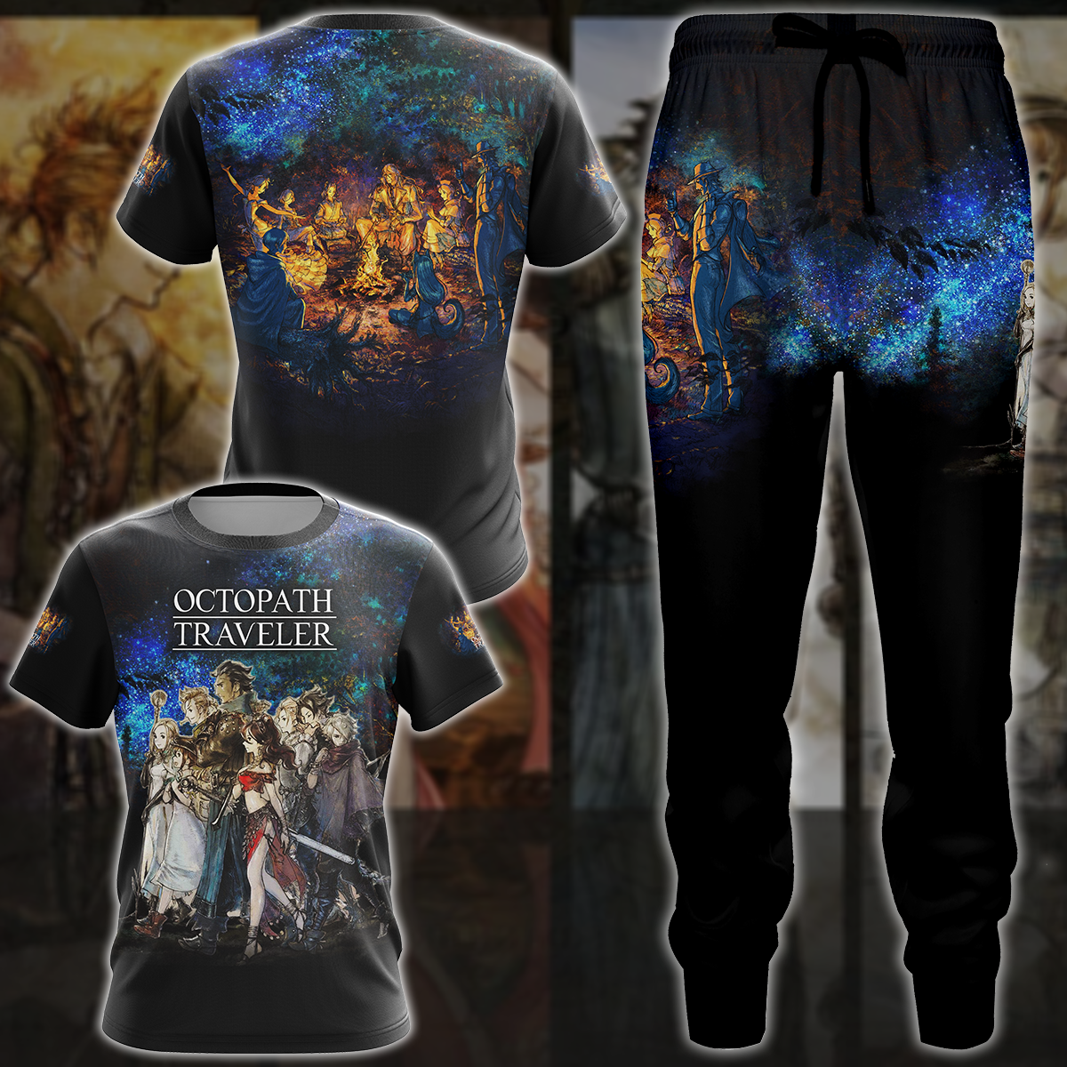 Octopath Traveler II Video Game 3D All Over Printed T-shirt Tank Top Zip Hoodie Pullover Hoodie Hawaiian Shirt Beach Shorts Jogger