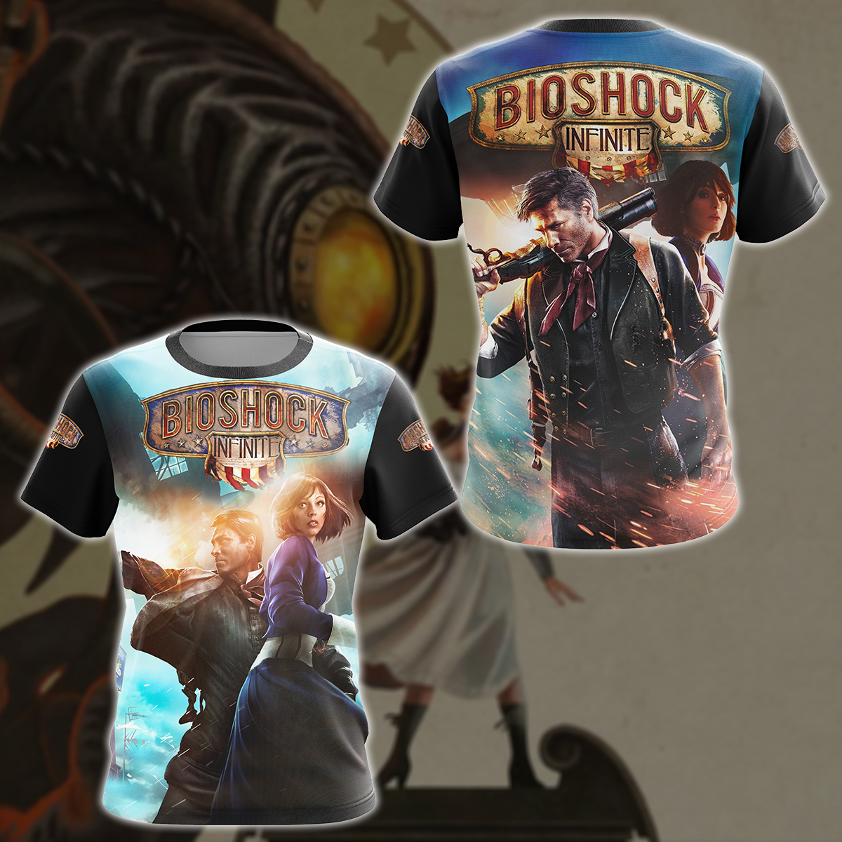 Bioshock Infinite Video Game All Over Printed T-shirt Tank Top Zip Hoodie Pullover Hoodie Hawaiian Shirt Beach Shorts Joggers
