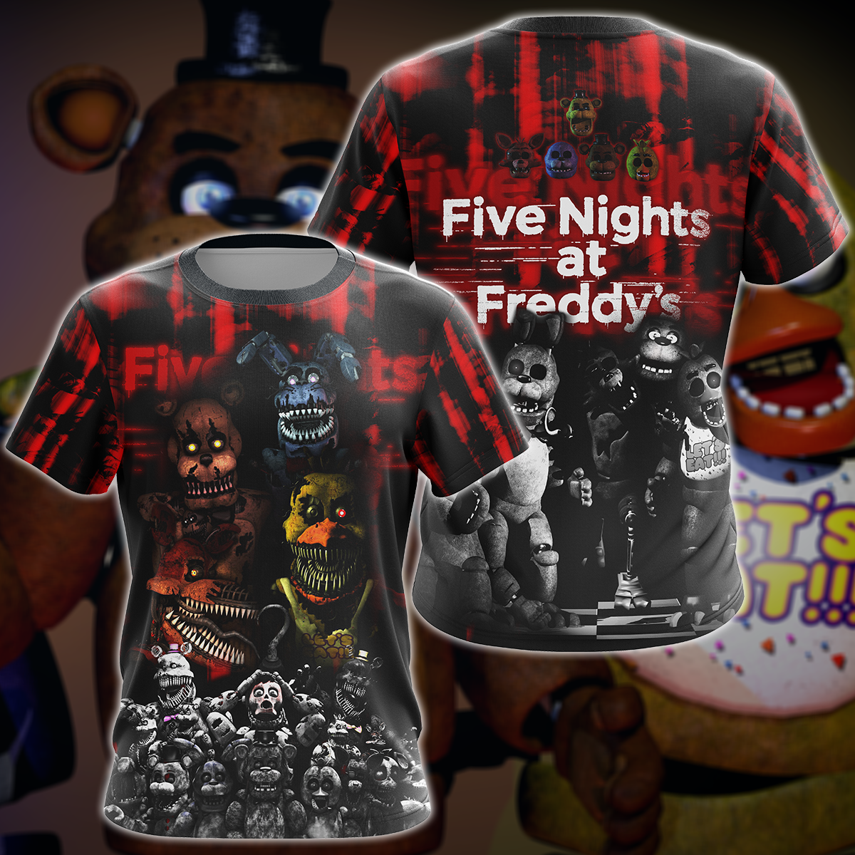 Five Nights At Freddy's Video Game 3D All Over Print T-shirt Tank Top Zip Hoodie Pullover Hoodie Hawaiian Shirt Beach Shorts Jogger T-shirt S
