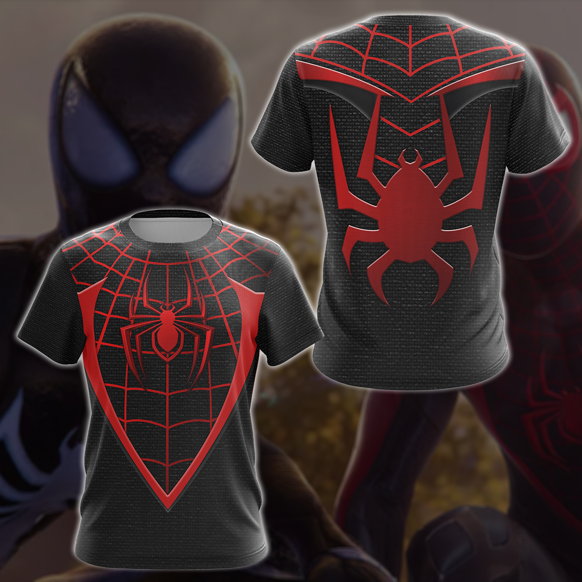 Spider-Man 2 Miles Morales Upgraded Suit Cosplay Video Game All Over Printed T-shirt Tank Top Zip Hoodie Pullover Hoodie Hawaiian Shirt Beach Shorts Joggers