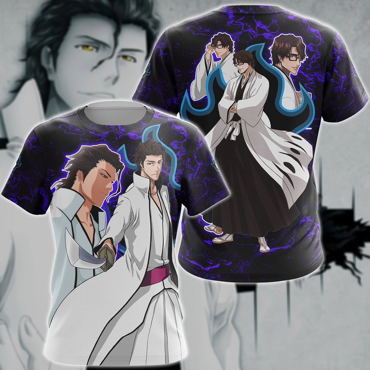 Bleach Sousuke Aizen Anime Manga 3D All Over Print T-shirt Tank Top Zip Hoodie Pullover Hoodie Hawaiian Shirt Beach Shorts Jogger T-shirt S