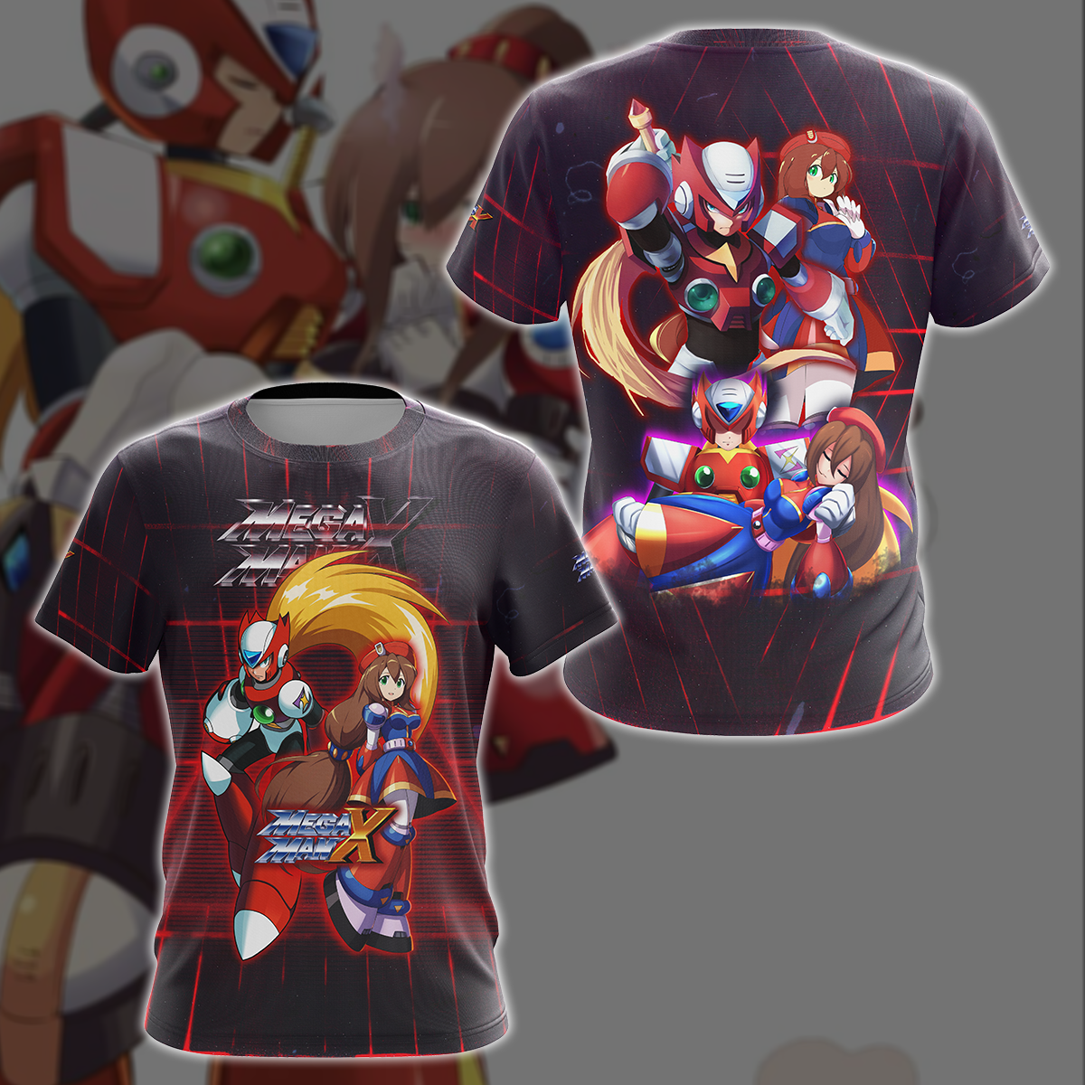 Mega Man X: Zero & Iris Video Game 3D All Over Printed T-shirt Tank Top Zip Hoodie Pullover Hoodie Hawaiian Shirt Beach Shorts Jogger T-shirt S