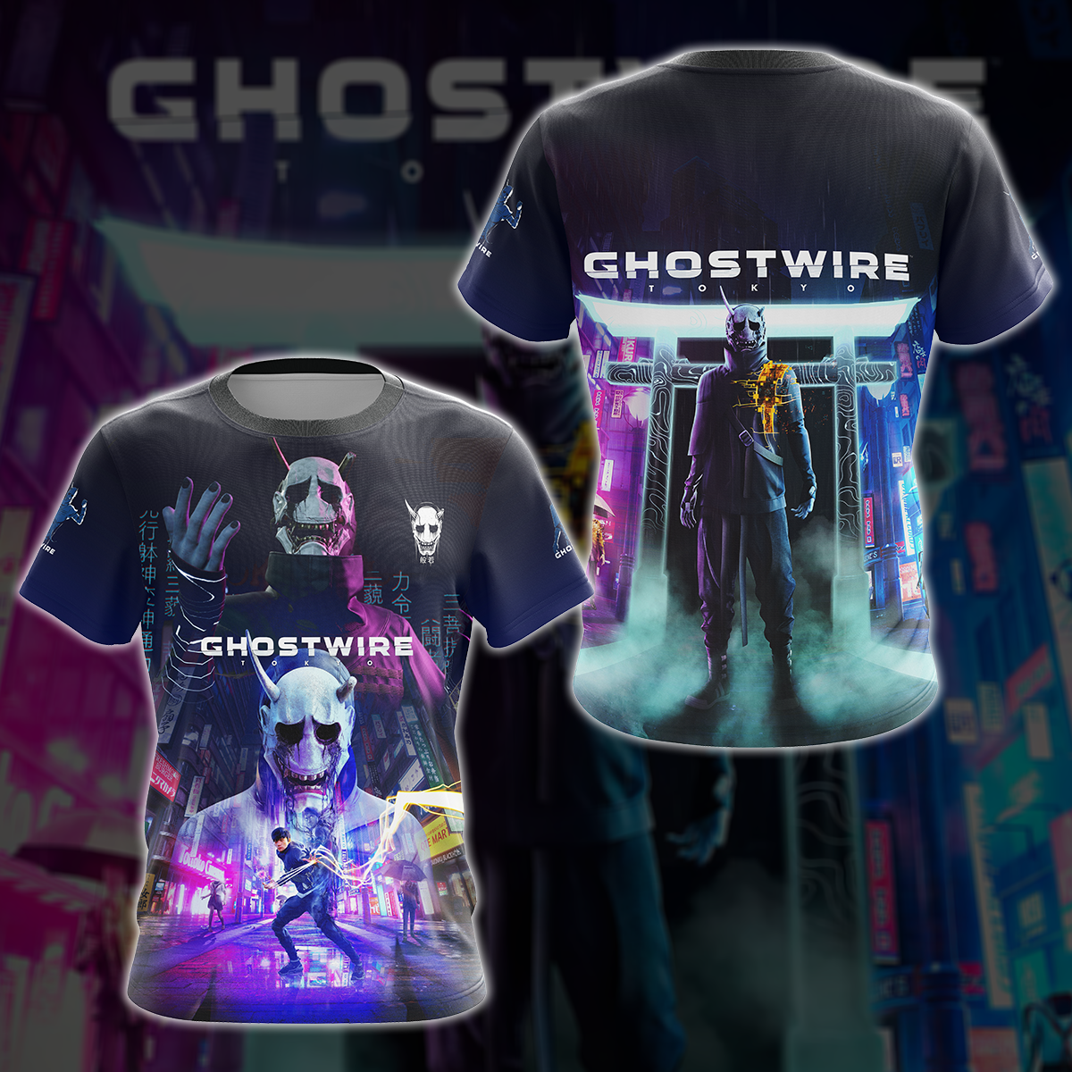 Ghostwire Tokyo Video Game 3D All Over Printed T-shirt Tank Top Zip Hoodie Pullover Hoodie Hawaiian Shirt Beach Shorts Jogger T-shirt S