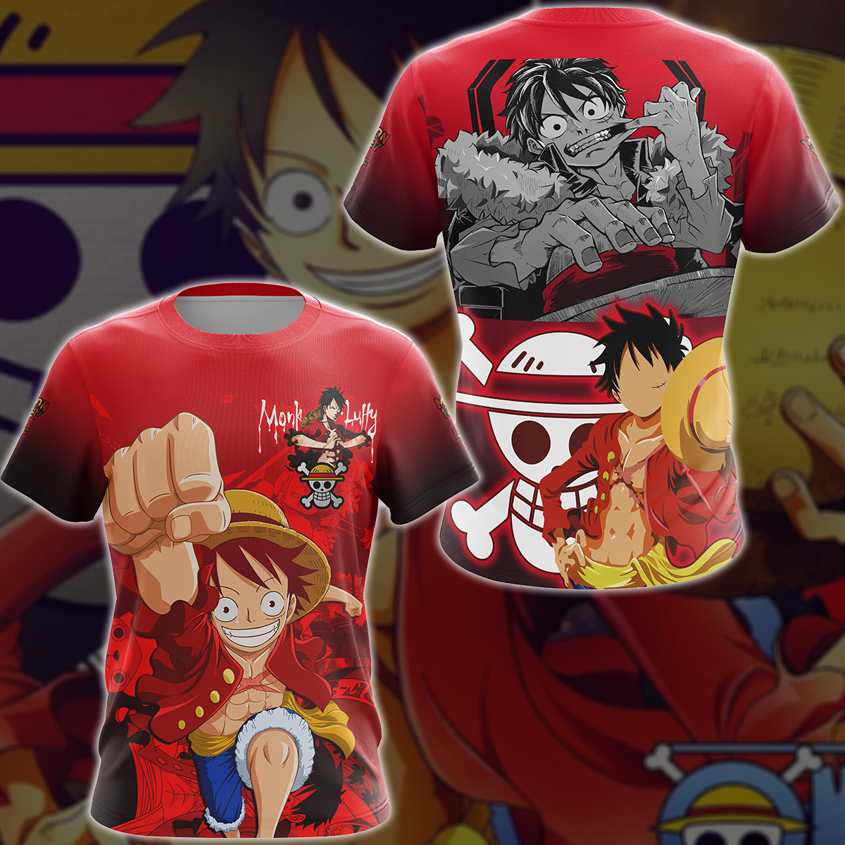 One Piece Monkey D. Luffy Anime Manga 3D All Over Print T-shirt Tank Top Zip Hoodie Pullover Hoodie Hawaiian Shirt Beach Shorts Jogger T-shirt S