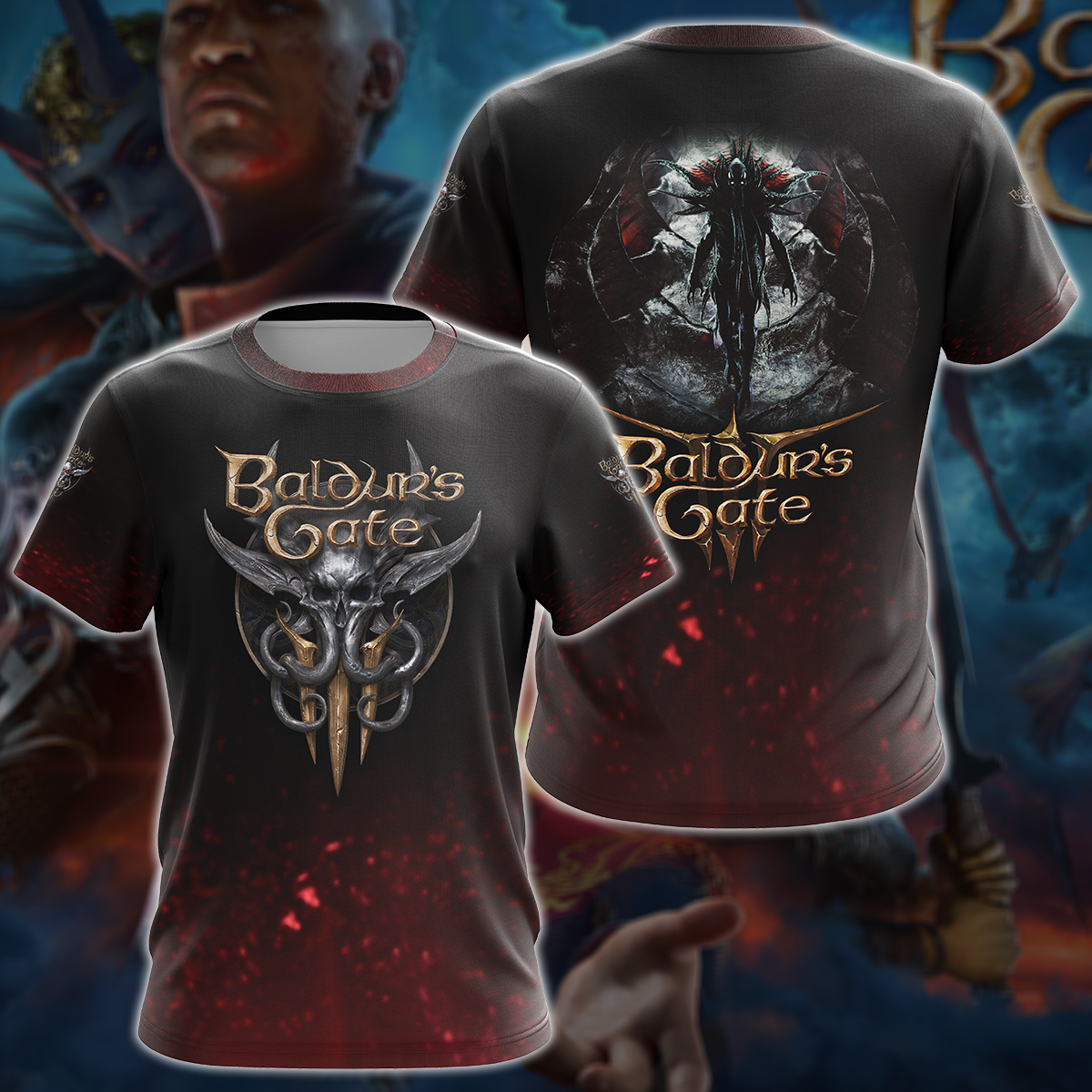 Baldur's Gate 3 Video Game All-Over T-shirt Hoodie Tank Top Hawaiian Shirt Beach Shorts Joggers T-shirt S