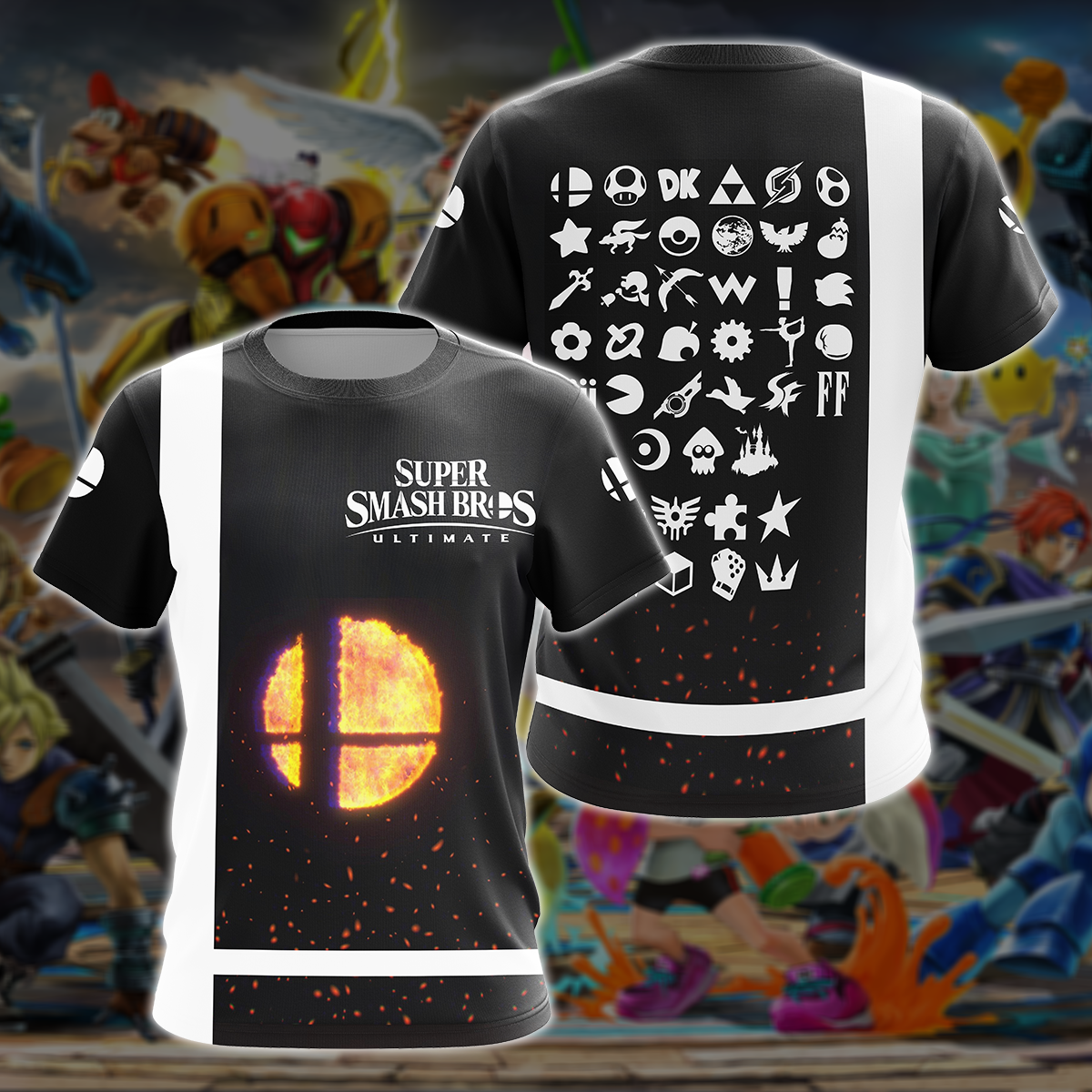 Super Smash Bros. Ultimate Video Game All Over Printed T-shirt Tank Top Zip Hoodie Pullover Hoodie Hawaiian Shirt Beach Shorts Joggers T-shirt S