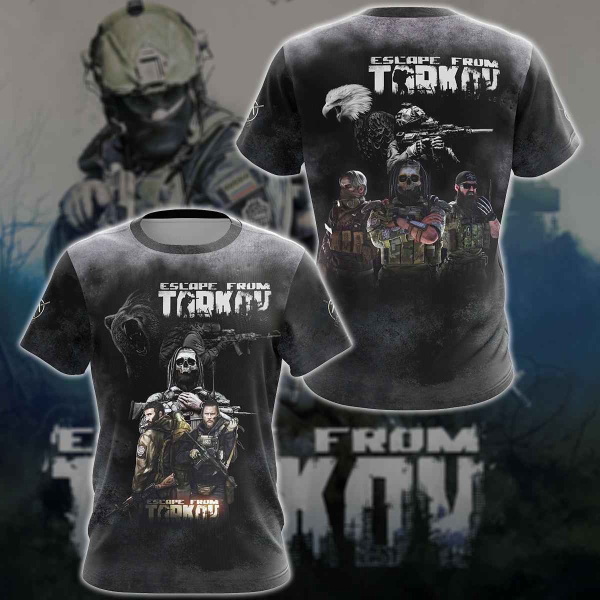 Escape From Tarkov Video Game 3D All Over Printed T-shirt Tank Top Zip Hoodie Pullover Hoodie Hawaiian Shirt Beach Shorts Jogger T-shirt S