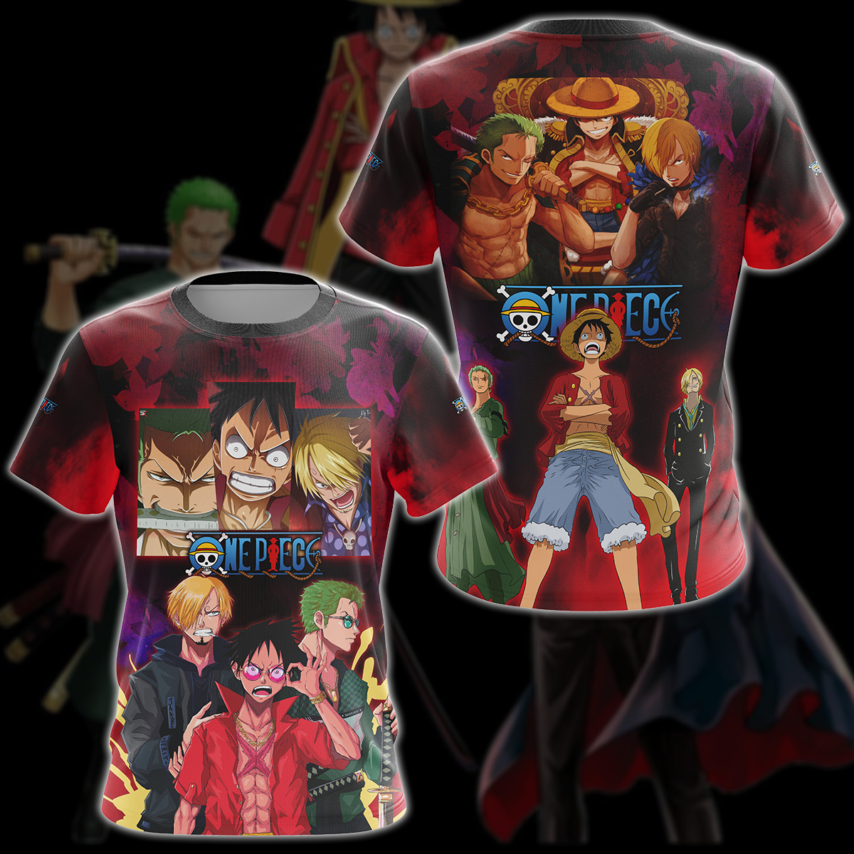 One Piece Luffy Sanji Zoro Anime Manga 3D All Over Print T-shirt Tank Top Zip Hoodie Pullover Hoodie Hawaiian Shirt Beach Shorts Jogger T-shirt S