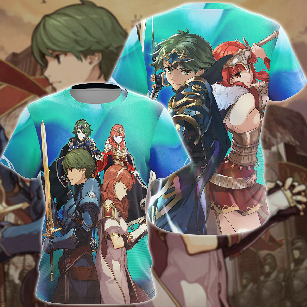 Fire Emblem Alm & Celica Video Game 3D All Over Print T-shirt Tank Top Zip Hoodie Pullover Hoodie Hawaiian Shirt Beach Shorts Jogger T-shirt S