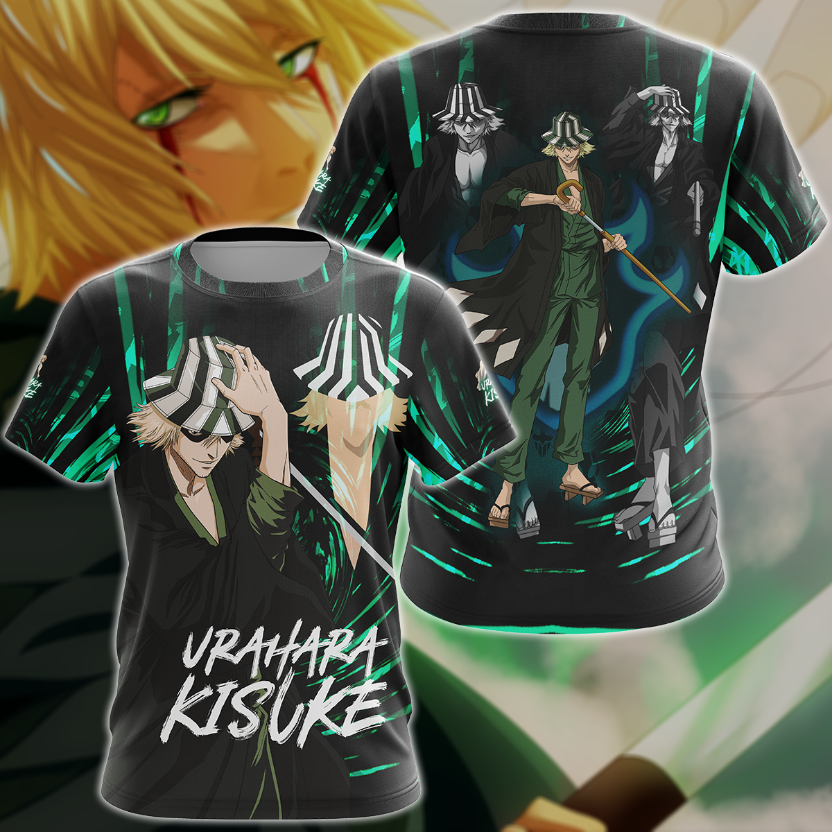 Bleach Kisuke Urahara Anime Manga 3D All Over Print T-shirt Tank Top Zip Hoodie Pullover Hoodie Hawaiian Shirt Beach Shorts Jogger T-shirt S