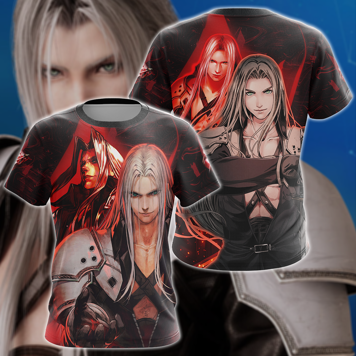 Final Fantasy VII Sephiroth Video Game 3D All Over Print T-shirt Tank Top Zip Hoodie Pullover Hoodie Hawaiian Shirt Beach Shorts Jogger T-shirt S