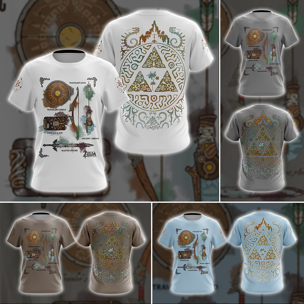 The Legend of Zelda Breath of The Wild Link Inventory Graphic All Over Print T-shirt Zip Hoodie Pullover Hoodie
