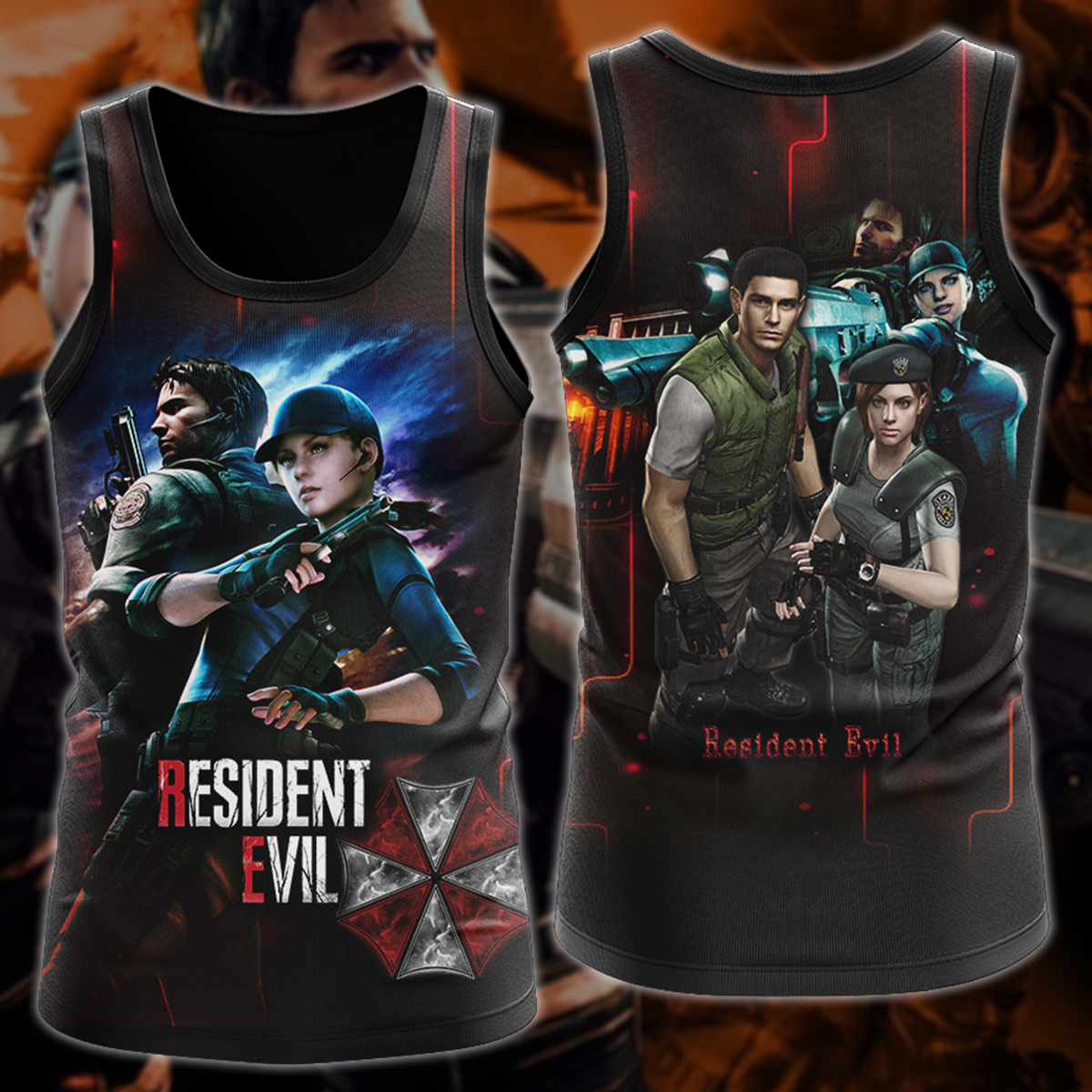Resident Evil: Jill Valentine & Chris Redfield Video Game 3D All Over Printed T-shirt Tank Top Zip Hoodie Pullover Hoodie Hawaiian Shirt Beach Shorts Jogger Tank Top S