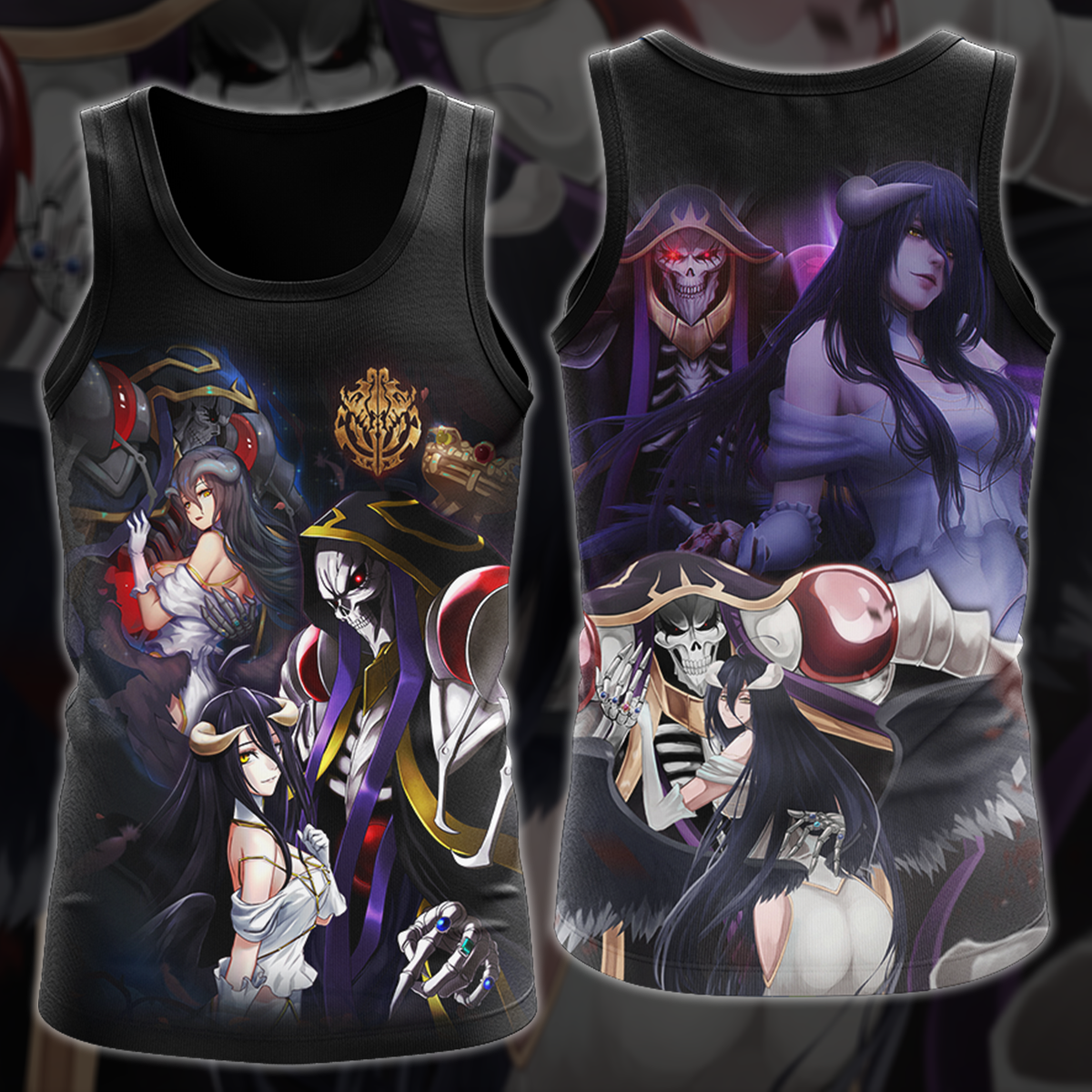 Overlord Ainz Ooal Gown and Albedo Anime Manga 3D All Over Print T-shirt Tank Top Zip Hoodie Pullover Hoodie Hawaiian Shirt Beach Shorts Jogger Tank Top S