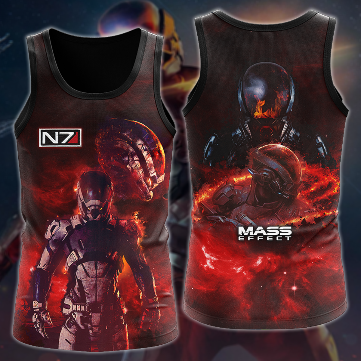 Mass Effect Video Game 3D All Over Printed T-shirt Tank Top Zip Hoodie Pullover Hoodie Hawaiian Shirt Beach Shorts Jogger Tank Top S