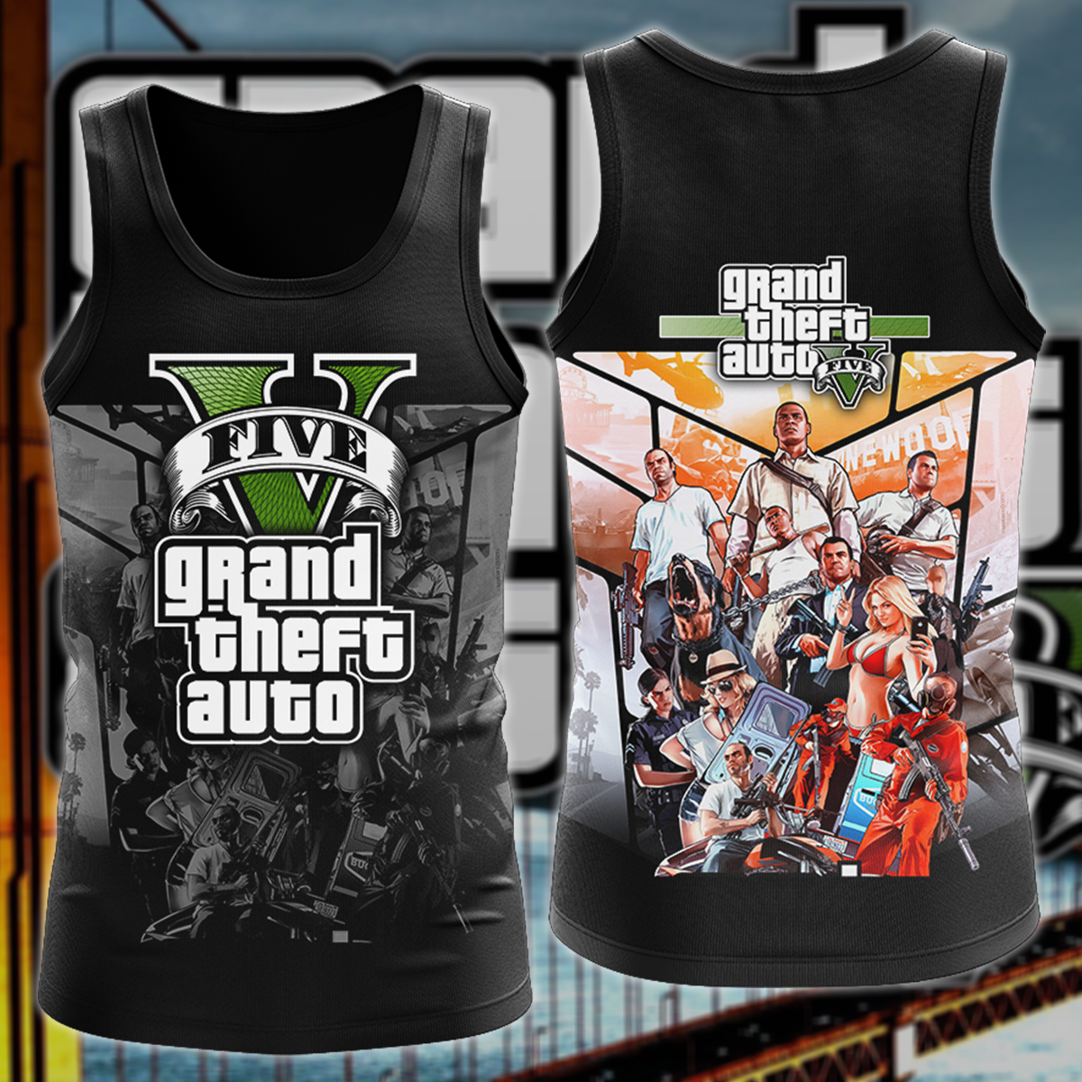GTA Grand Theft Auto V Video Game 3D All Over Print T-shirt Tank Top Zip Hoodie Pullover Hoodie Hawaiian Shirt Beach Shorts Jogger Tank Top S