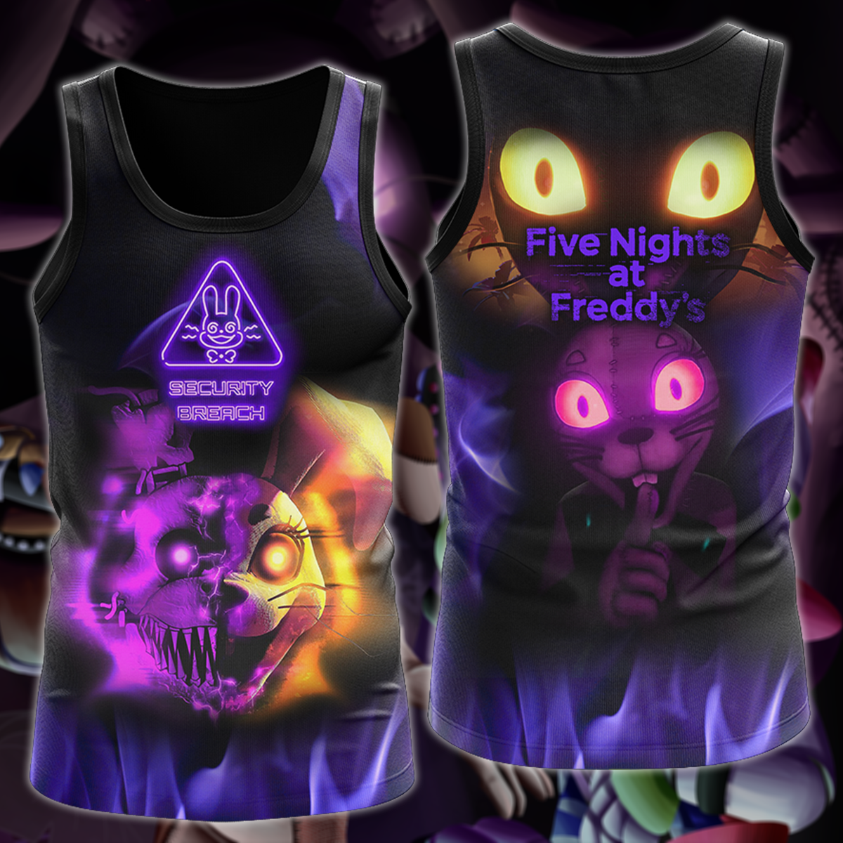 Five Nights at Freddy's: Security Breach Video Game 3D All Over Print T-shirt Tank Top Zip Hoodie Pullover Hoodie Hawaiian Shirt Beach Shorts Jogger Tank Top S