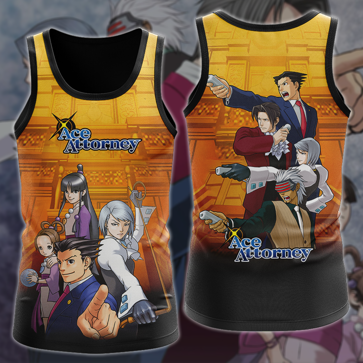 Ace Attorney Anime Manga 3D All Over Printed T-shirt Tank Top Zip Hoodie Pullover Hoodie Hawaiian Shirt Beach Shorts Jogger Tank Top S