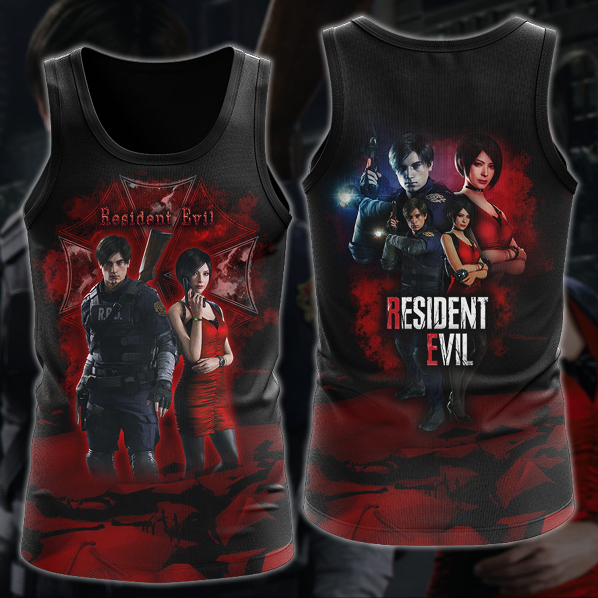 Resident Evil: Ada Wong & Leon Kennedy Video Game 3D All Over Printed T-shirt Tank Top Zip Hoodie Pullover Hoodie Hawaiian Shirt Beach Shorts Jogger Tank Top S