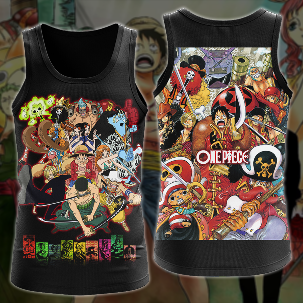 One Piece Straw Hat Pirates Anime Manga 3D All Over Print T-shirt Tank Top Zip Hoodie Pullover Hoodie Hawaiian Shirt Beach Shorts Jogger Tank Top S