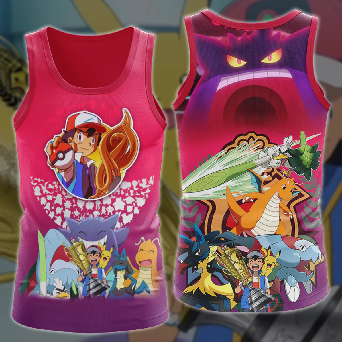 Pokemon Ash Ketchum Champion Anime Manga 3D All Over Printed T-shirt Tank Top Zip Hoodie Pullover Hoodie Hawaiian Shirt Beach Shorts Jogger Tank Top S
