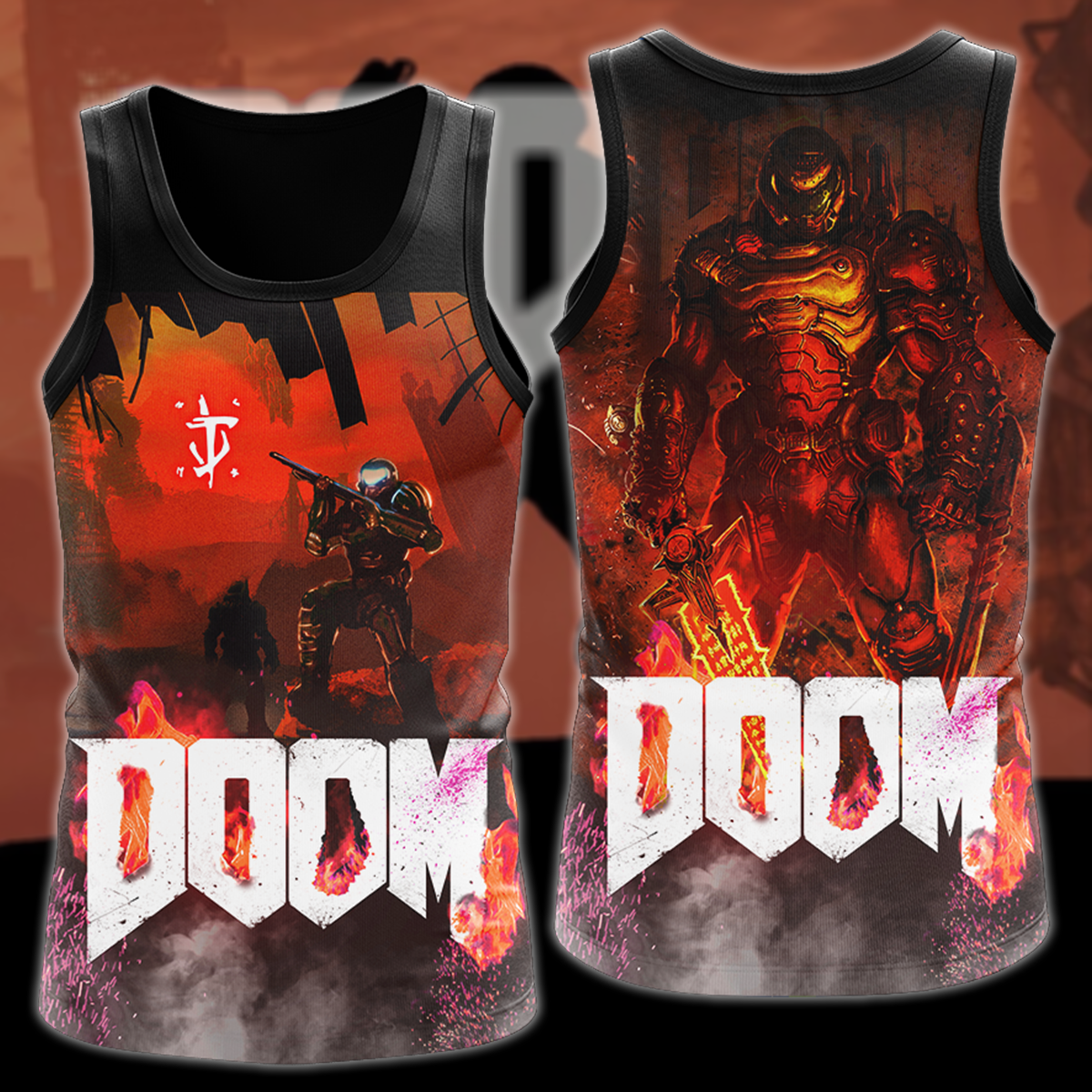 Doom Video Game 3D All Over Print T-shirt Tank Top Zip Hoodie Pullover Hoodie Hawaiian Shirt Beach Shorts Jogger Tank Top S