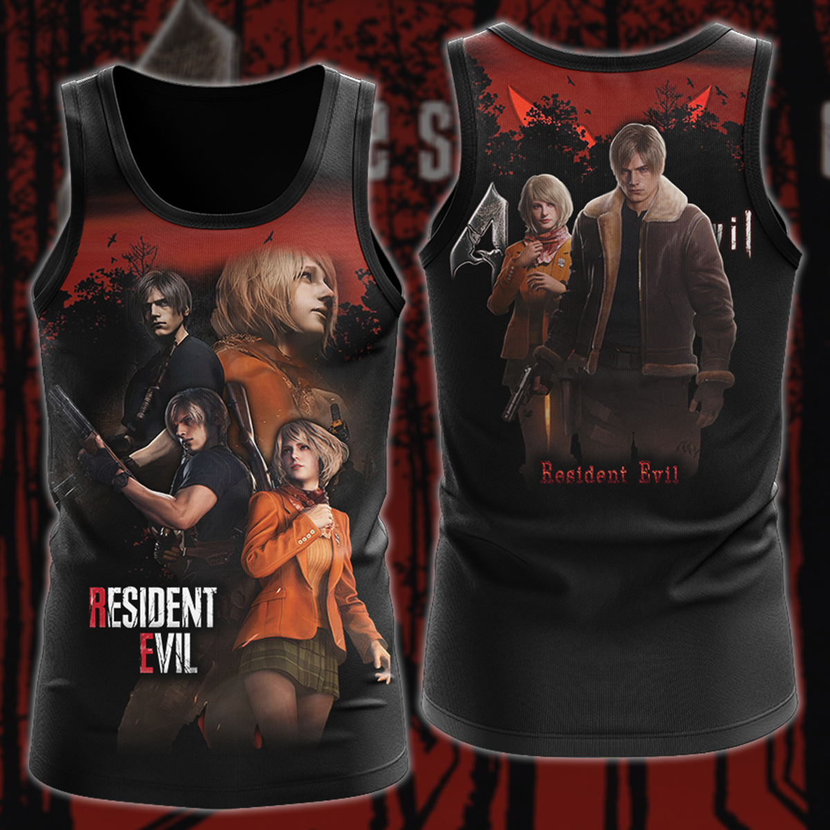 Resident Evil: Leon & Ashley Video Game 3D All Over Printed T-shirt Tank Top Zip Hoodie Pullover Hoodie Hawaiian Shirt Beach Shorts Jogger Tank Top S
