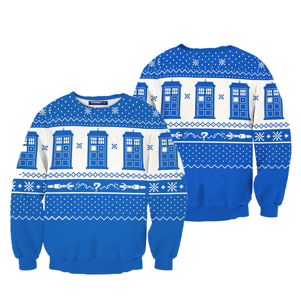 Doctor Who TARDIS Ugly Christmas 3D Sweater S
