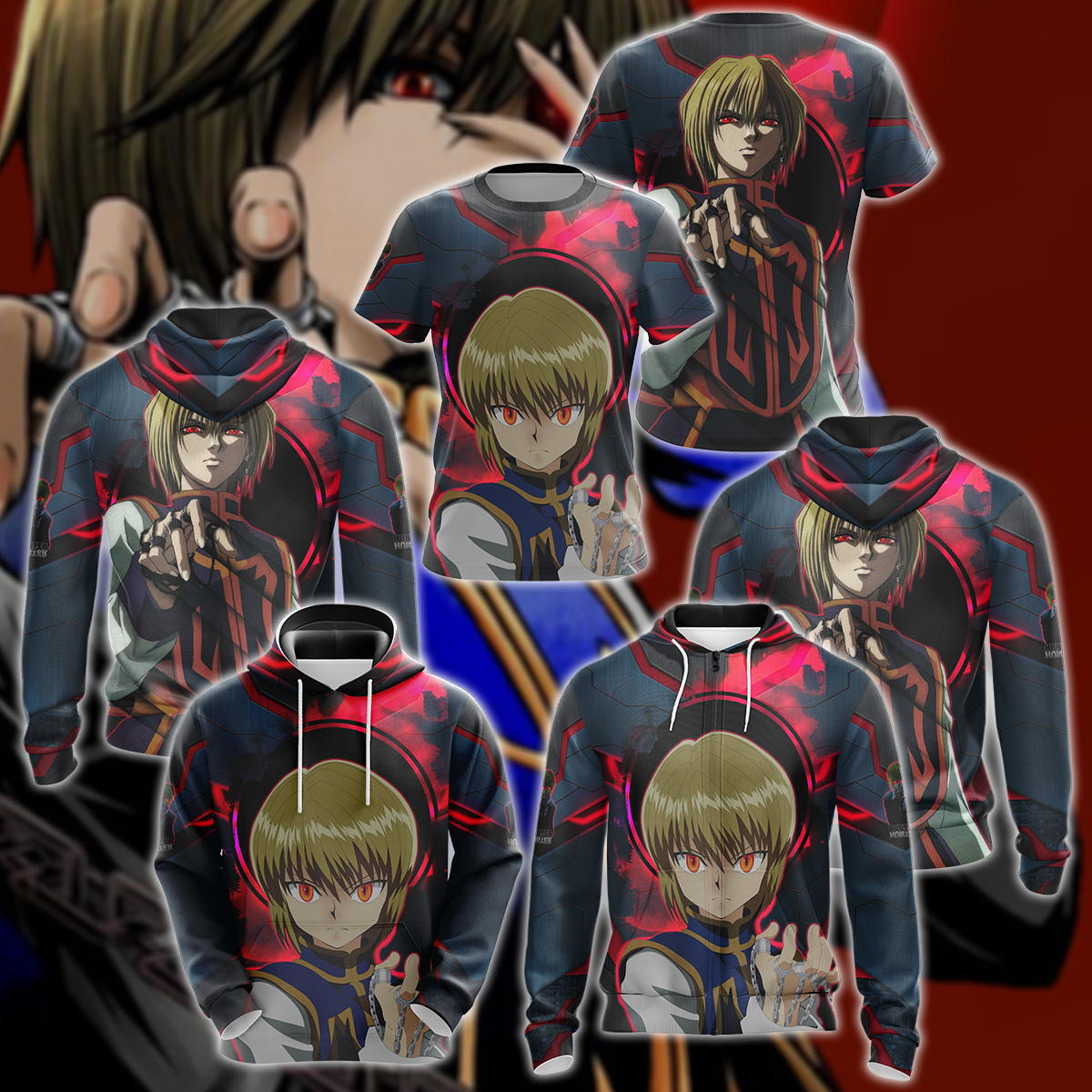 Hunter x Hunber Kurapika 3D All Over Print T-shirt Tank Top Zip Hoodie Pullover Hoodie Hawaiian Shirt Beach Shorts Jogger