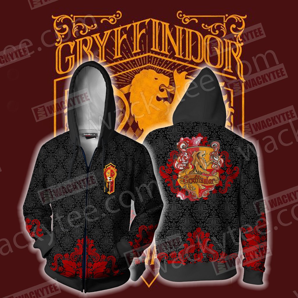 Brave Like A Gryffindor Harry Potter Wacky Style Zip Up Hoodie S
