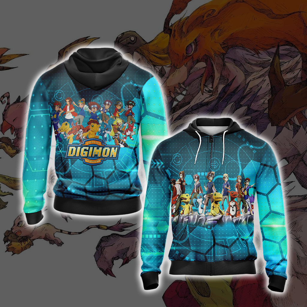 Digimon New Collection Unisex 3D T-shirt Zip Hoodie XS