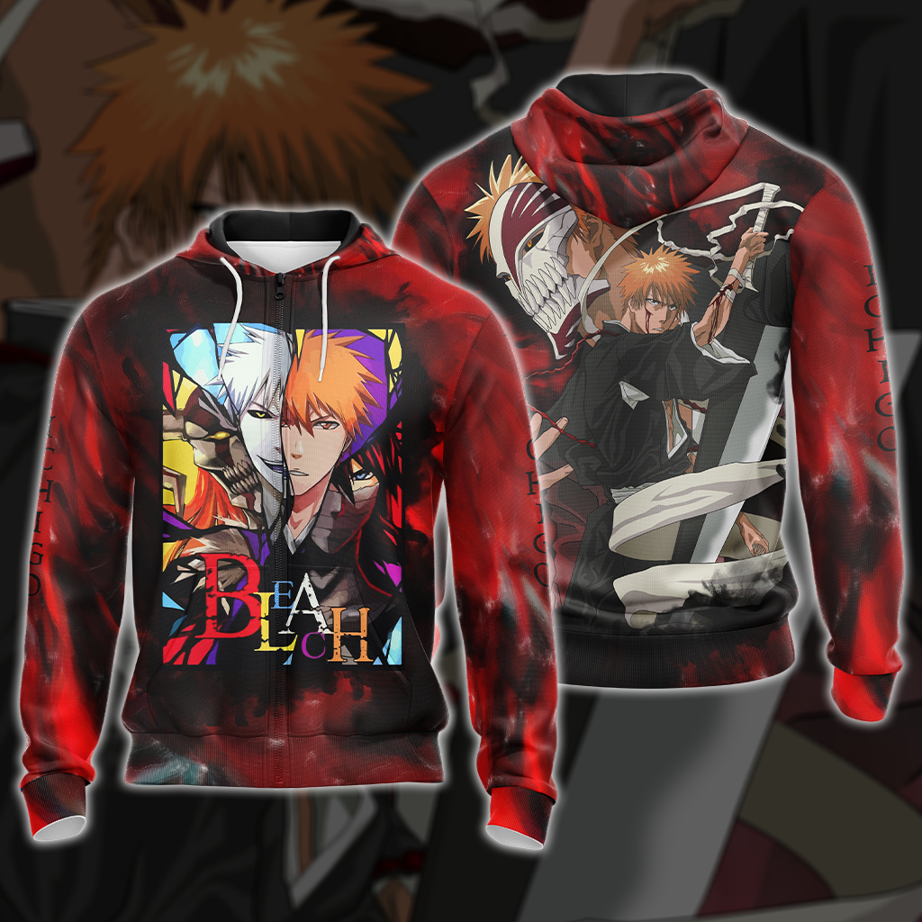 Bleach Kurosaki Ichigo Unisex 3D T-shirt Zip Hoodie Pullover Hoodie Zip Hoodie S