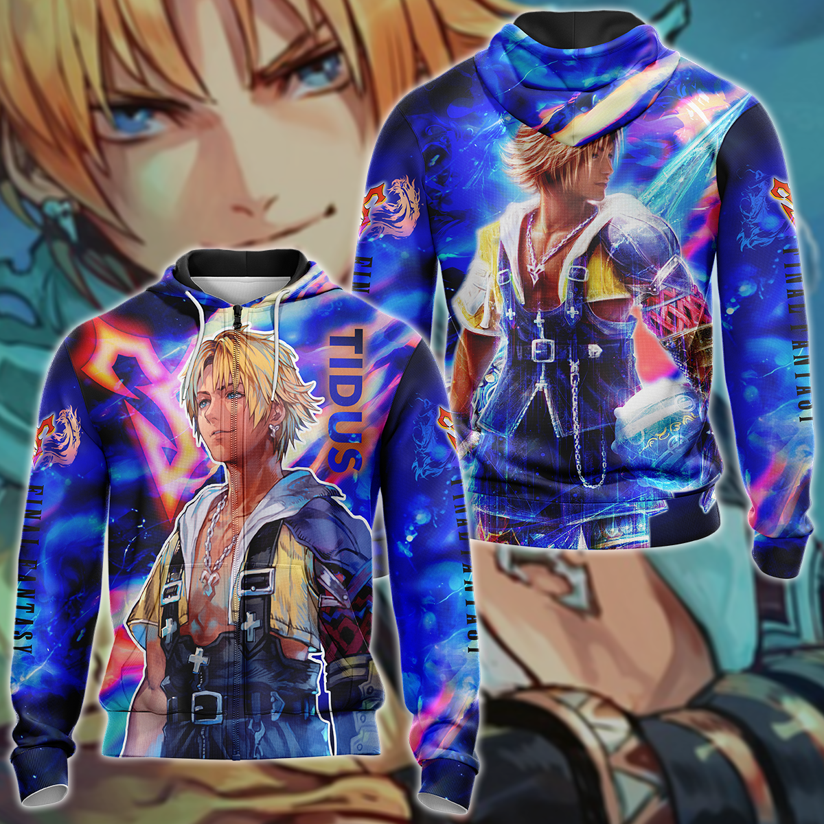 Final Fantasy X - Tidus 3D All Over Print T-shirt Tank Top Zip Hoodie Pullover Hoodie Hawaiian Shirt Beach Shorts Jogger Zip Hoodie S