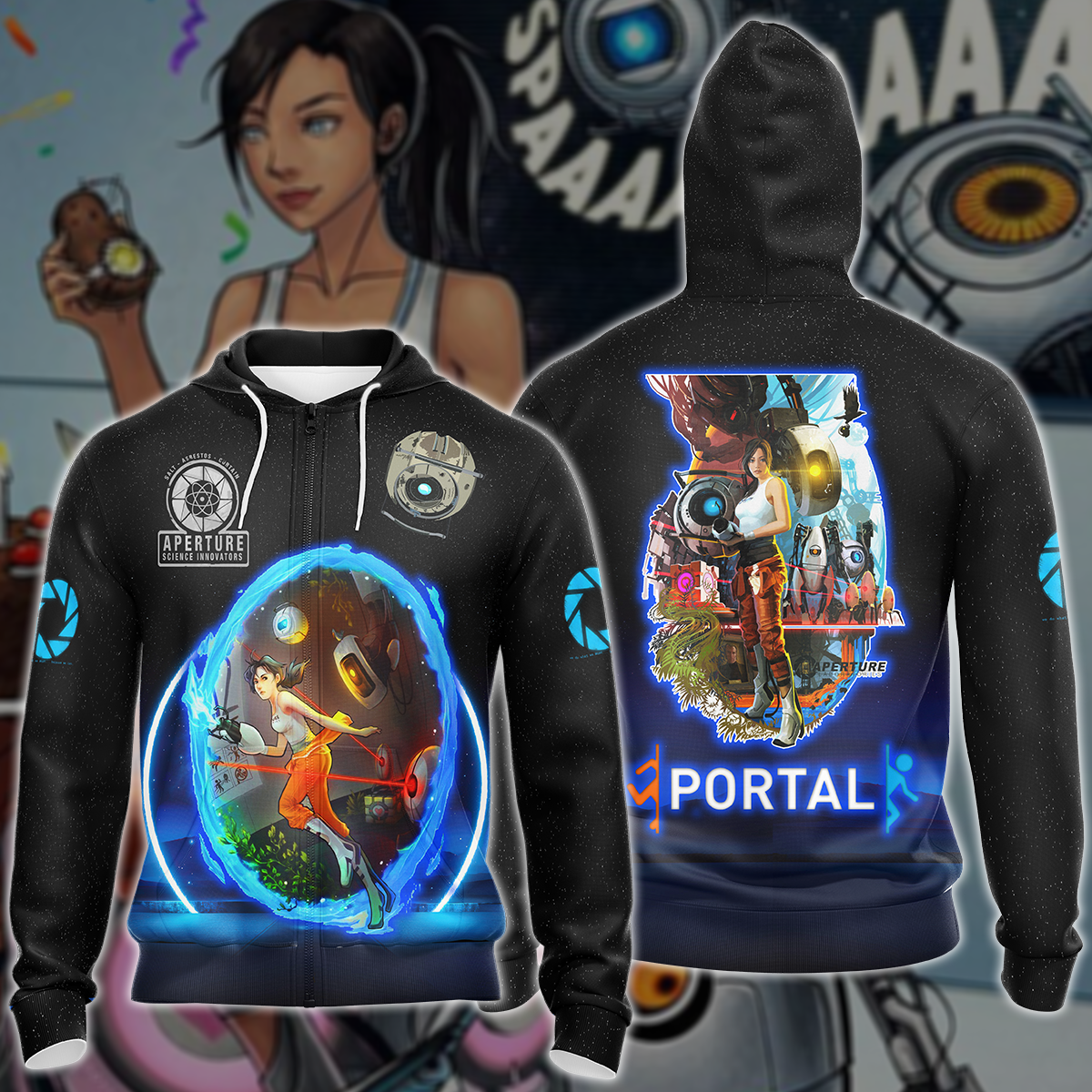Portal Video Game 3D All Over Printed T-shirt Tank Top Zip Hoodie Pullover Hoodie Hawaiian Shirt Beach Shorts Jogger Zip Hoodie S