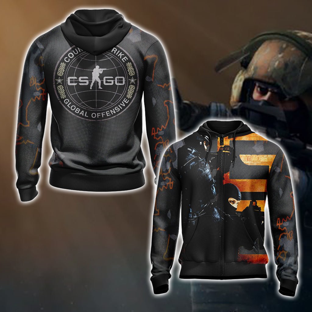 Counter-Strike New Look Unisex 3D T-shirt Zip Hoodie XS