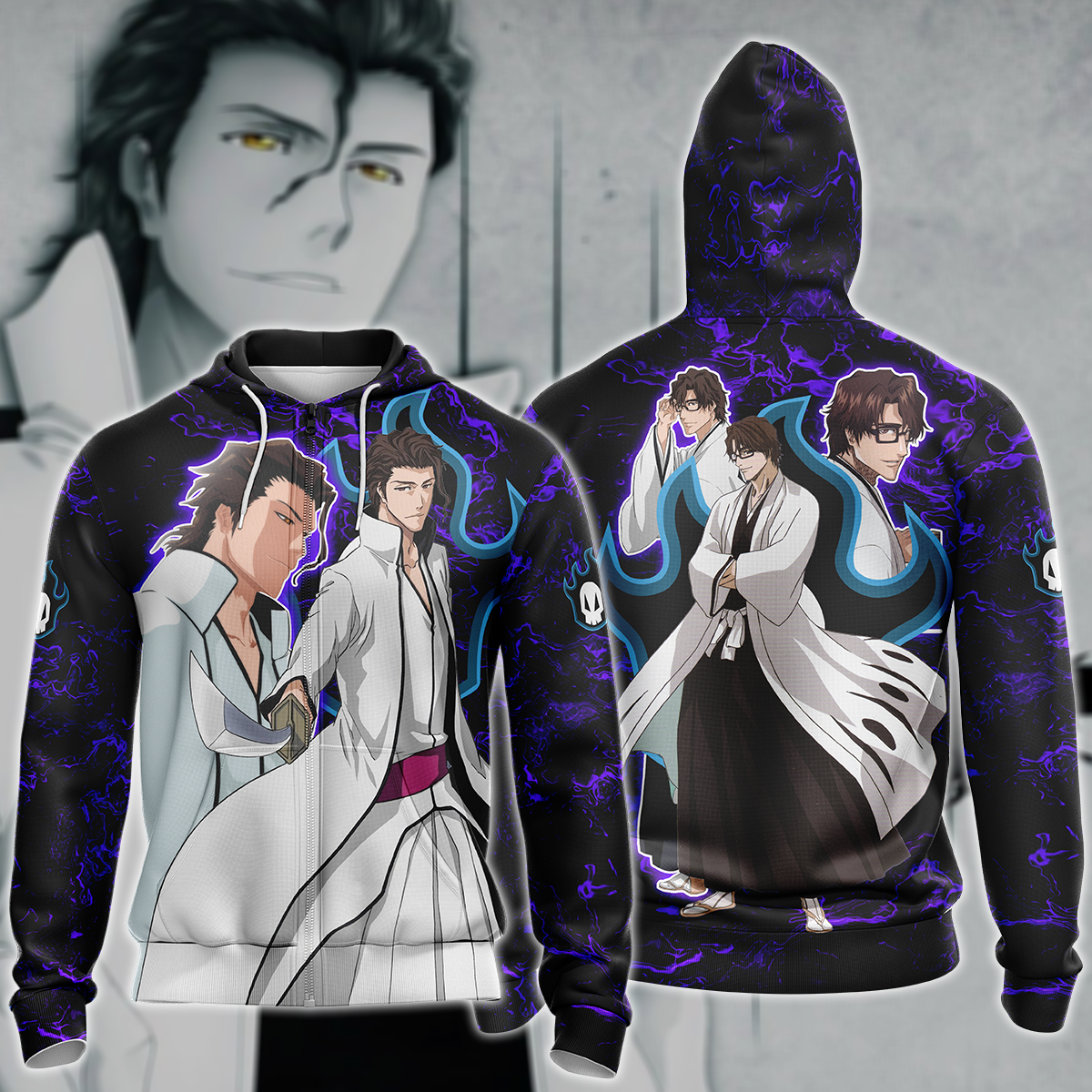 Bleach Sousuke Aizen Anime Manga 3D All Over Print T-shirt Tank Top Zip Hoodie Pullover Hoodie Hawaiian Shirt Beach Shorts Jogger Zip Hoodie S