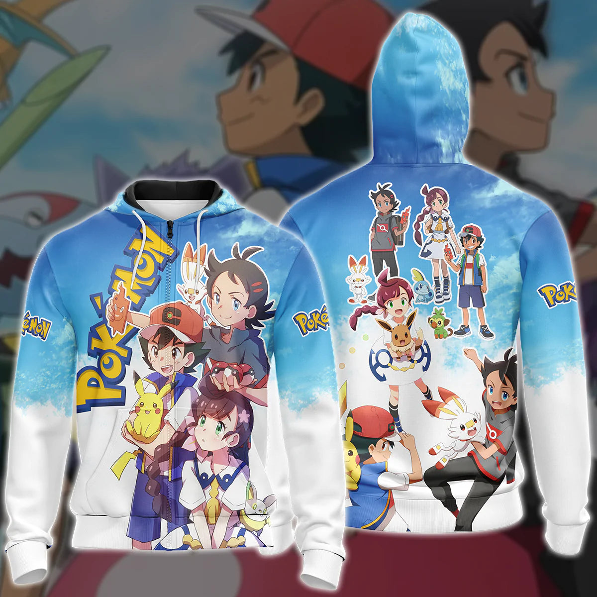 Pokemon Ash Ketchum Anime Manga 3D All Over Print T-shirt Tank Top Zip Hoodie Pullover Hoodie Hawaiian Shirt Beach Shorts Jogger Zip Hoodie S