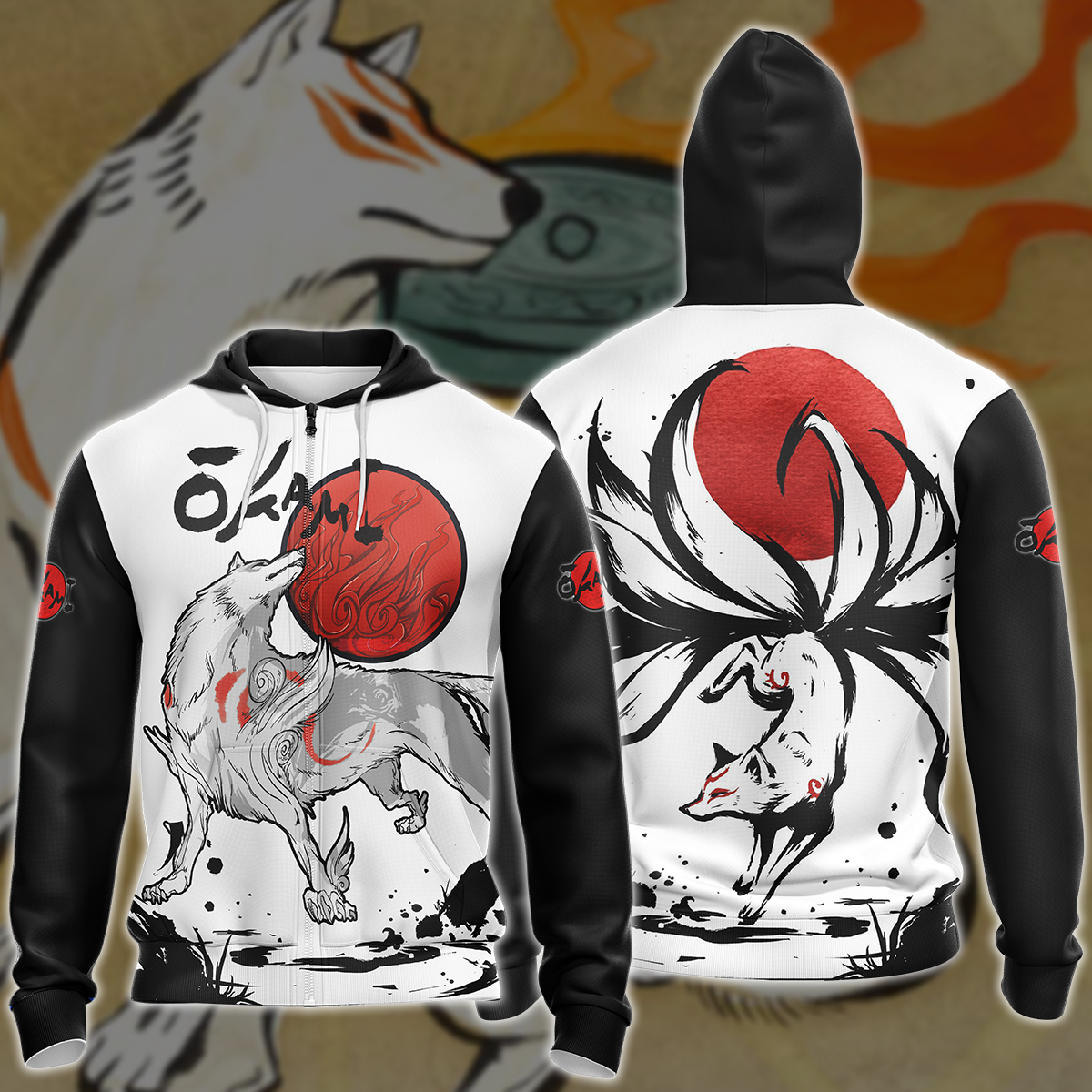 Okami Fox Video Game 3D All Over Printed T-shirt Tank Top Zip Hoodie Pullover Hoodie Hawaiian Shirt Beach Shorts Jogger Zip Hoodie S