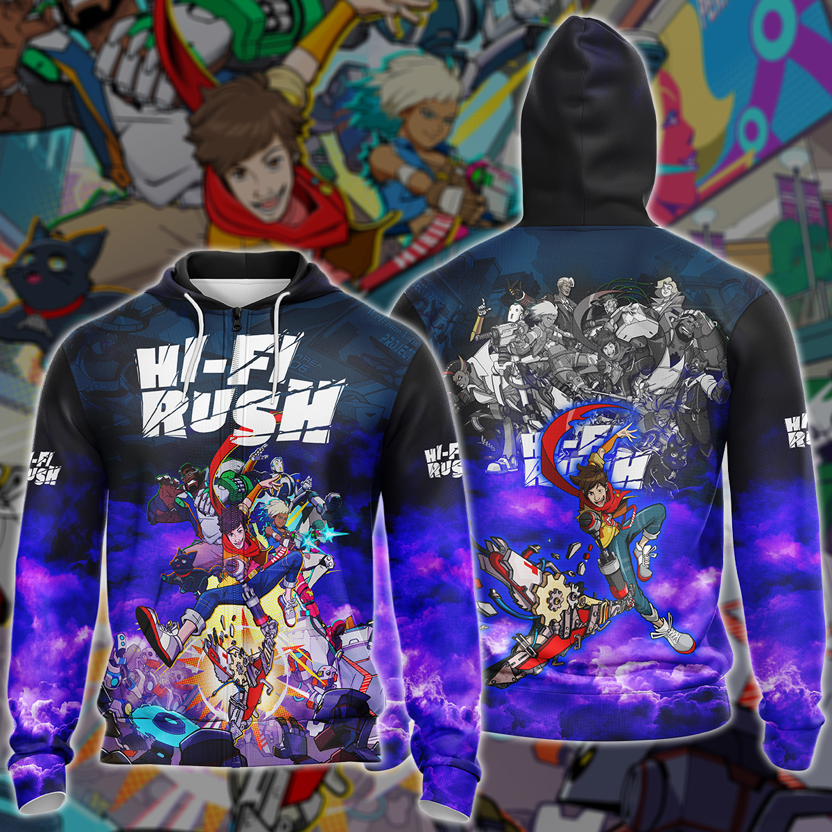 Hi-Fi RUSH Video Game 3D All Over Printed T-shirt Tank Top Zip Hoodie Pullover Hoodie Hawaiian Shirt Beach Shorts Jogger Zip Hoodie S