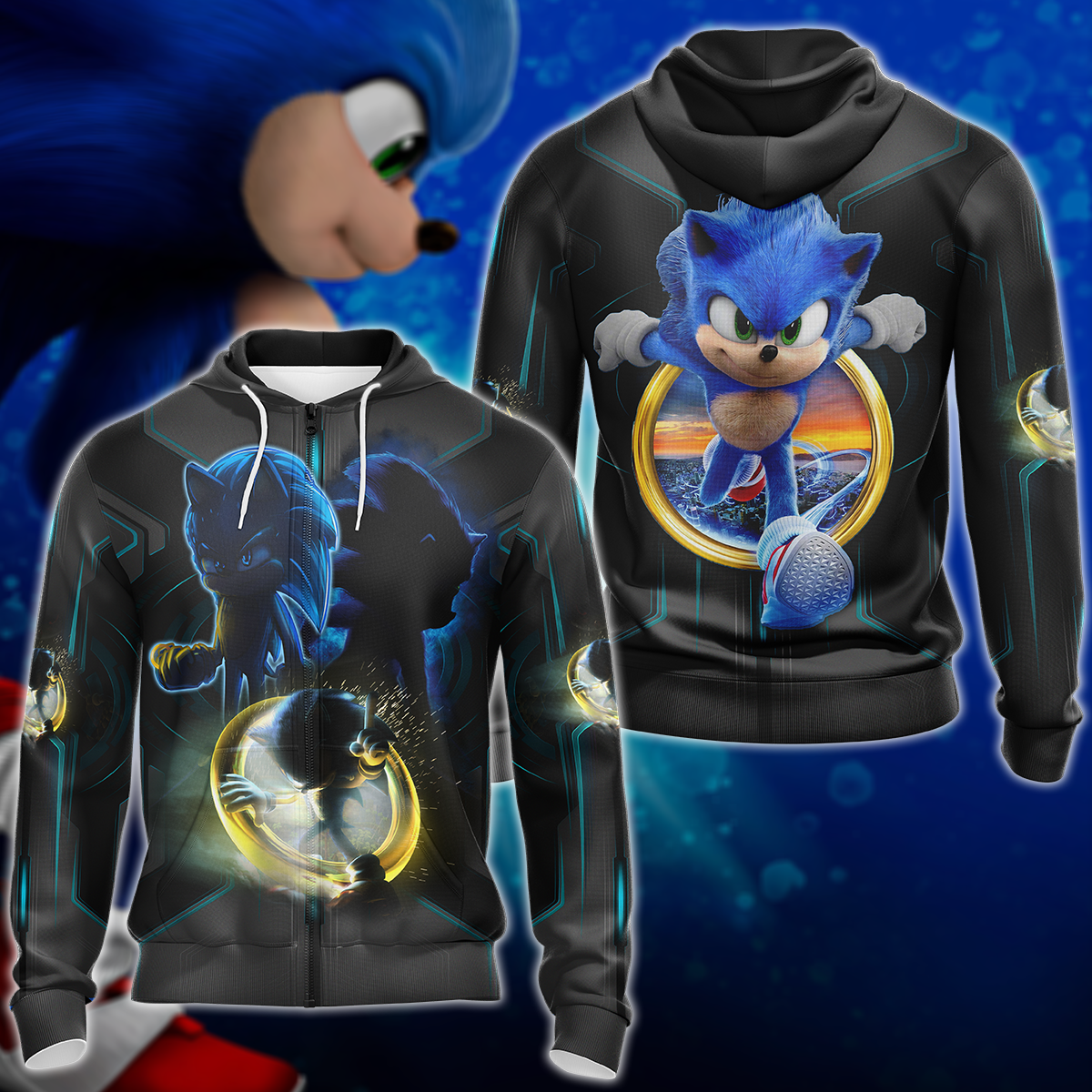 Sonic The Hedgehog Video Game 3D All Over Print T-shirt Tank Top Zip Hoodie Pullover Hoodie Hawaiian Shirt Beach Shorts Jogger Zip Hoodie S