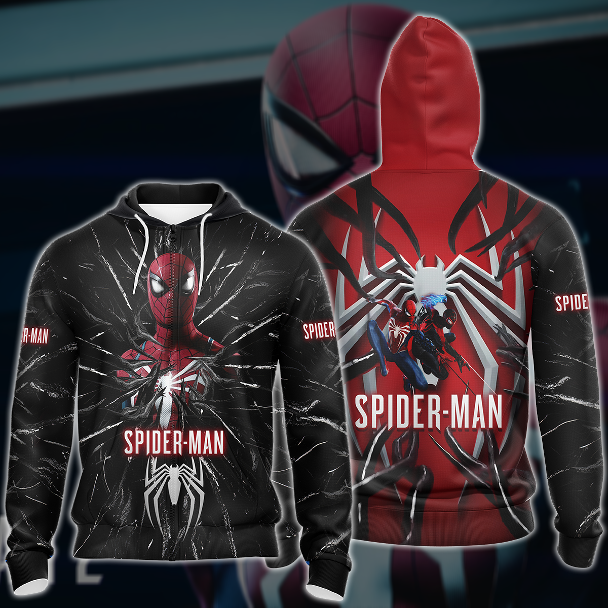 Spider-Man 2 Video Game All Over Printed T-shirt Tank Top Zip Hoodie Pullover Hoodie Hawaiian Shirt Beach Shorts Joggers Zip Hoodie S