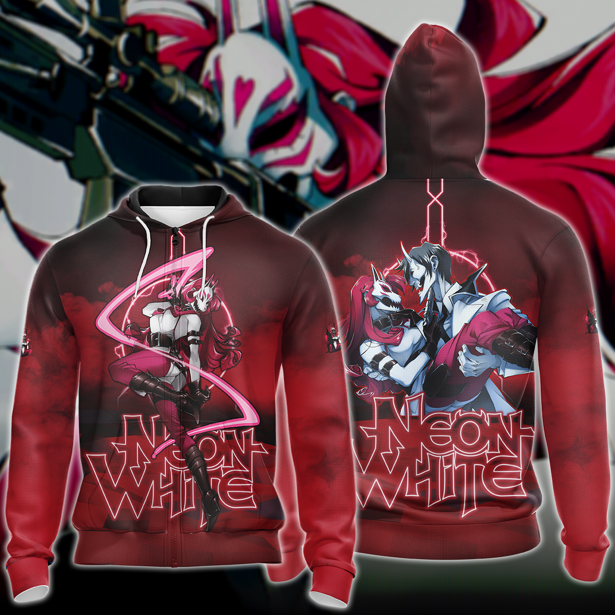 Neon White Video Game 3D All Over Print T-shirt Tank Top Zip Hoodie Pullover Hoodie Hawaiian Shirt Beach Shorts Jogger Zip Hoodie S