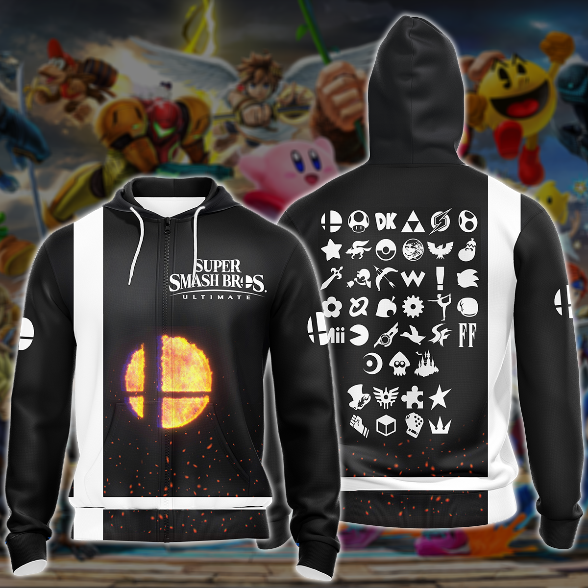 Super Smash Bros. Ultimate Video Game All Over Printed T-shirt Tank Top Zip Hoodie Pullover Hoodie Hawaiian Shirt Beach Shorts Joggers Zip Hoodie S
