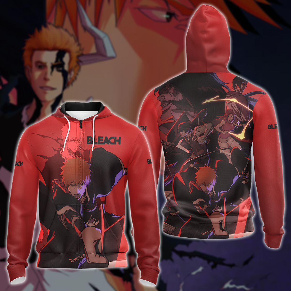 Bleach Anime 3D All Over Print T-shirt Tank Top Zip Hoodie Pullover Hoodie Hawaiian Shirt Beach Shorts Jogger Zip Hoodie S