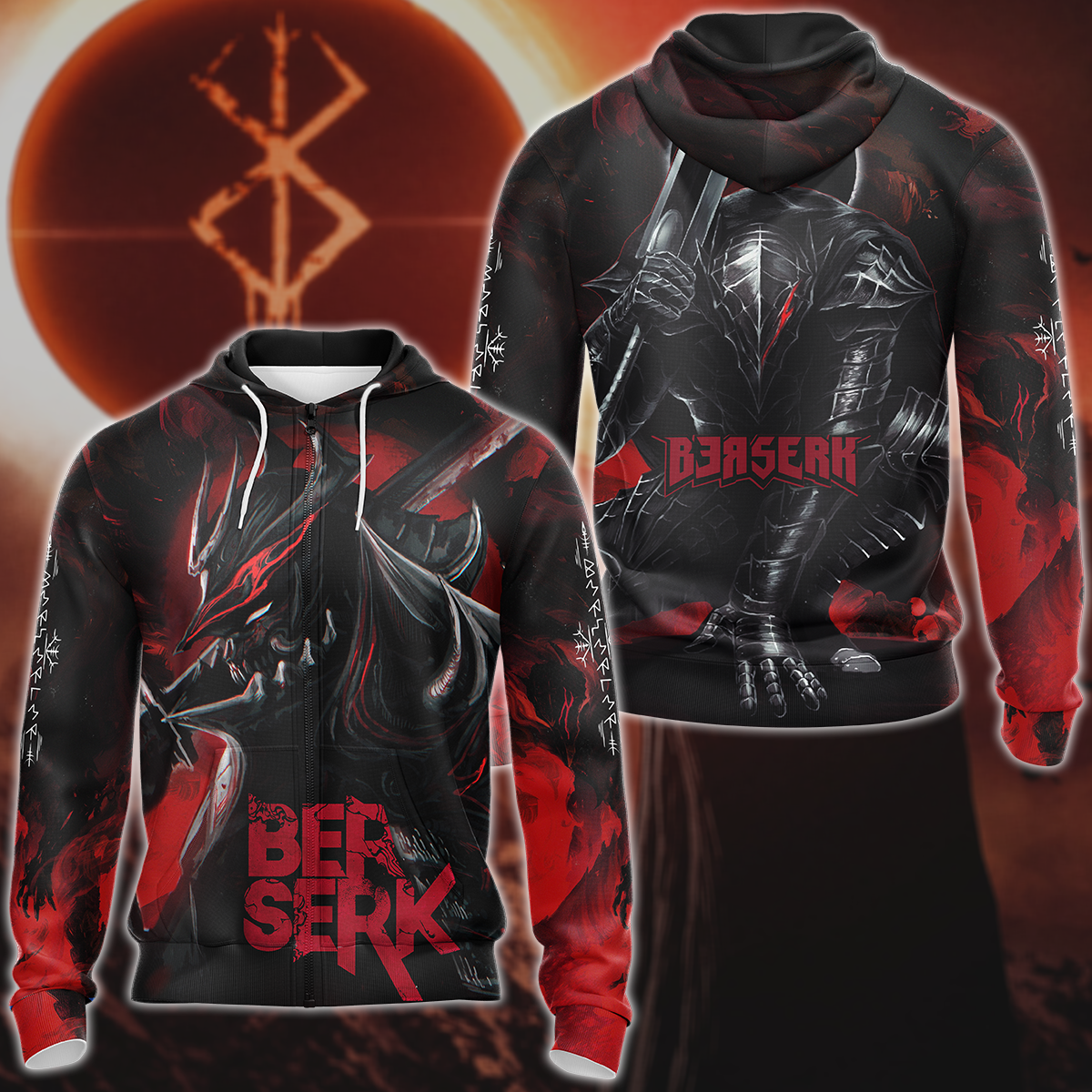 Berserk 3D All Over Print T-shirt Tank Top Zip Hoodie Pullover Hoodie Hawaiian Shirt Beach Shorts Jogger Zip Hoodie S
