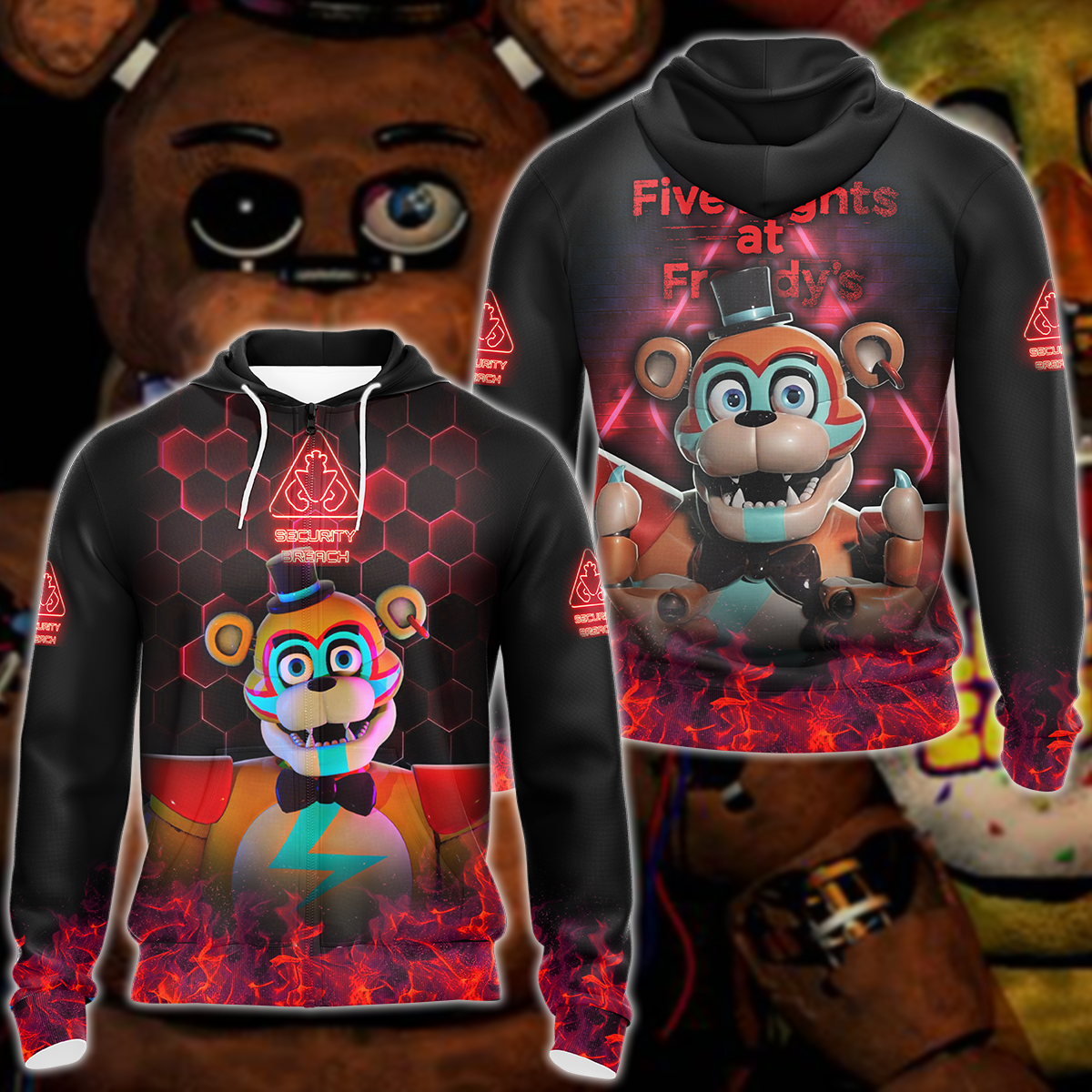 Five Nights at Freddy's: Security Breach Video Game 3D All Over Print T-shirt Tank Top Zip Hoodie Pullover Hoodie Hawaiian Shirt Beach Shorts Jogger Zip Hoodie S